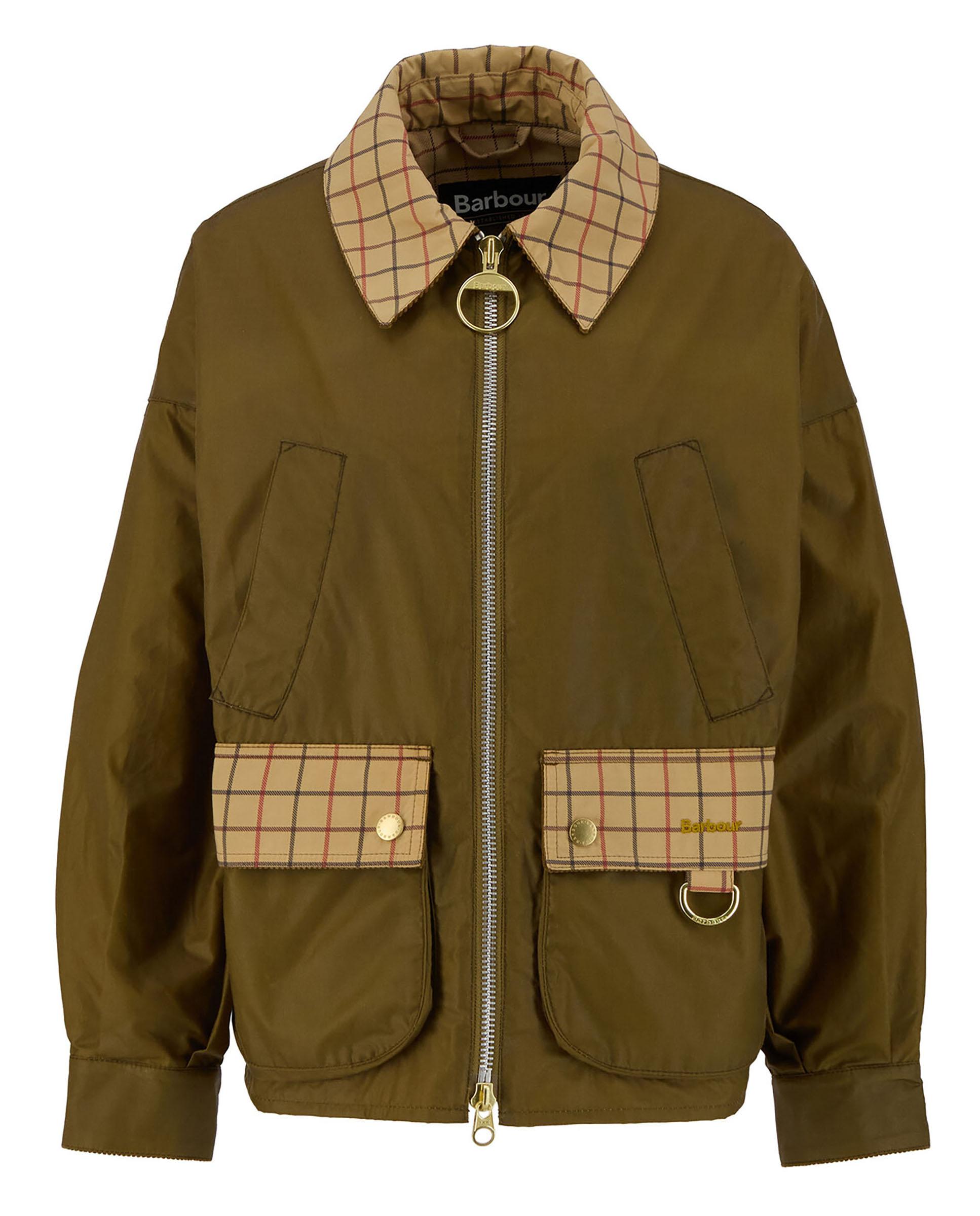 Cazadora Biker de mujer de corte recto cierre de cremallera y bolsillos delanteros - Barbour - Verde Oliva Verde Oliva-4