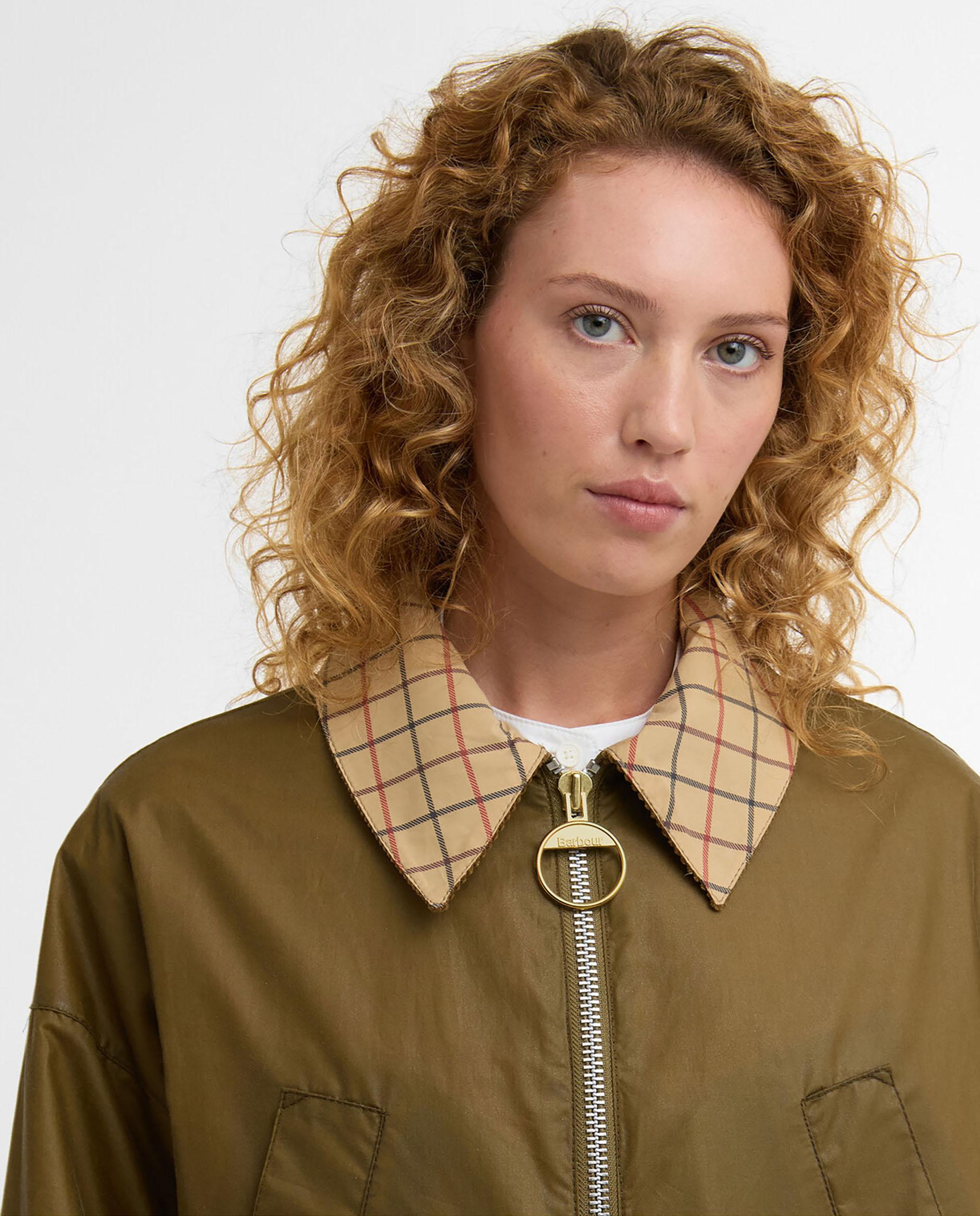 Cazadora Biker de mujer de corte recto cierre de cremallera y bolsillos delanteros - Barbour - Verde Oliva Verde Oliva-5