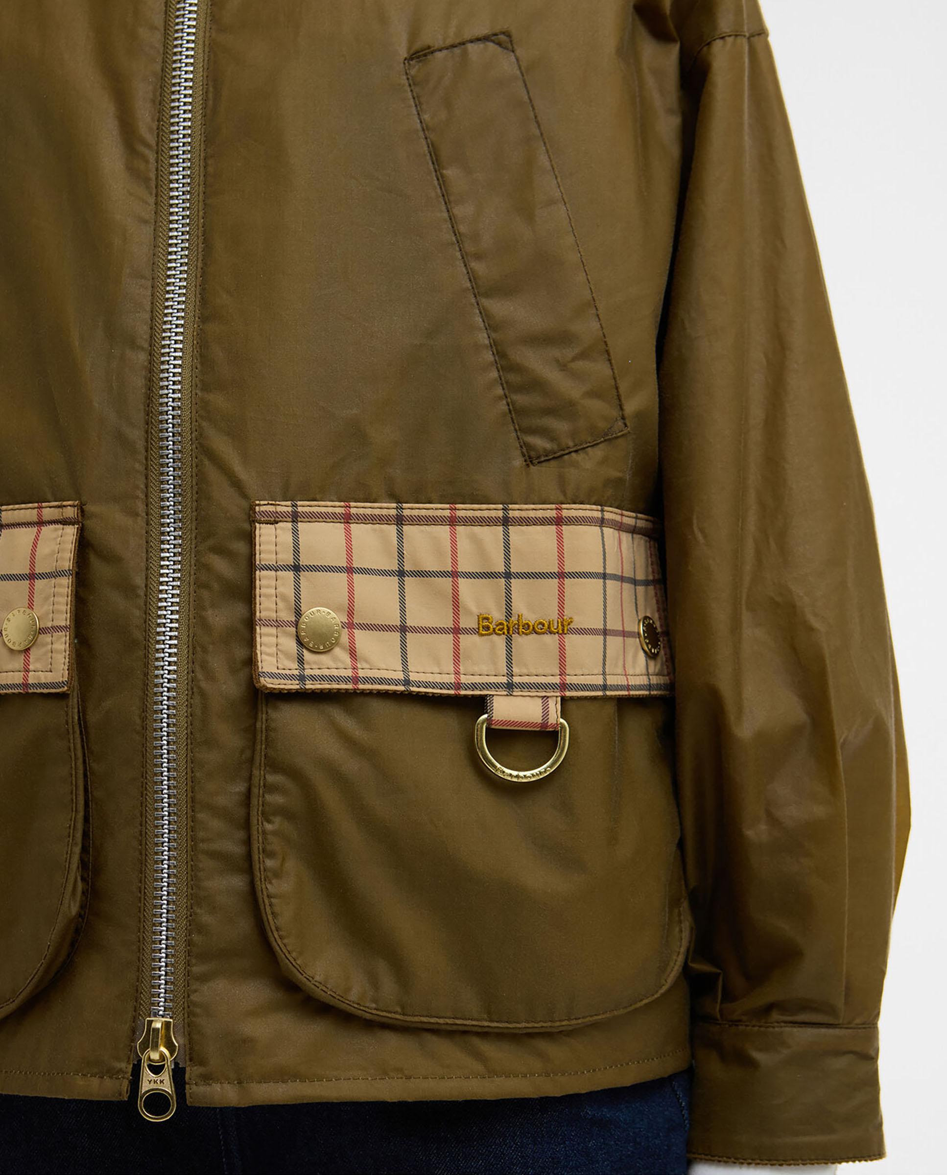 Cazadora Biker de mujer de corte recto cierre de cremallera y bolsillos delanteros - Barbour - Verde Oliva Verde Oliva-7