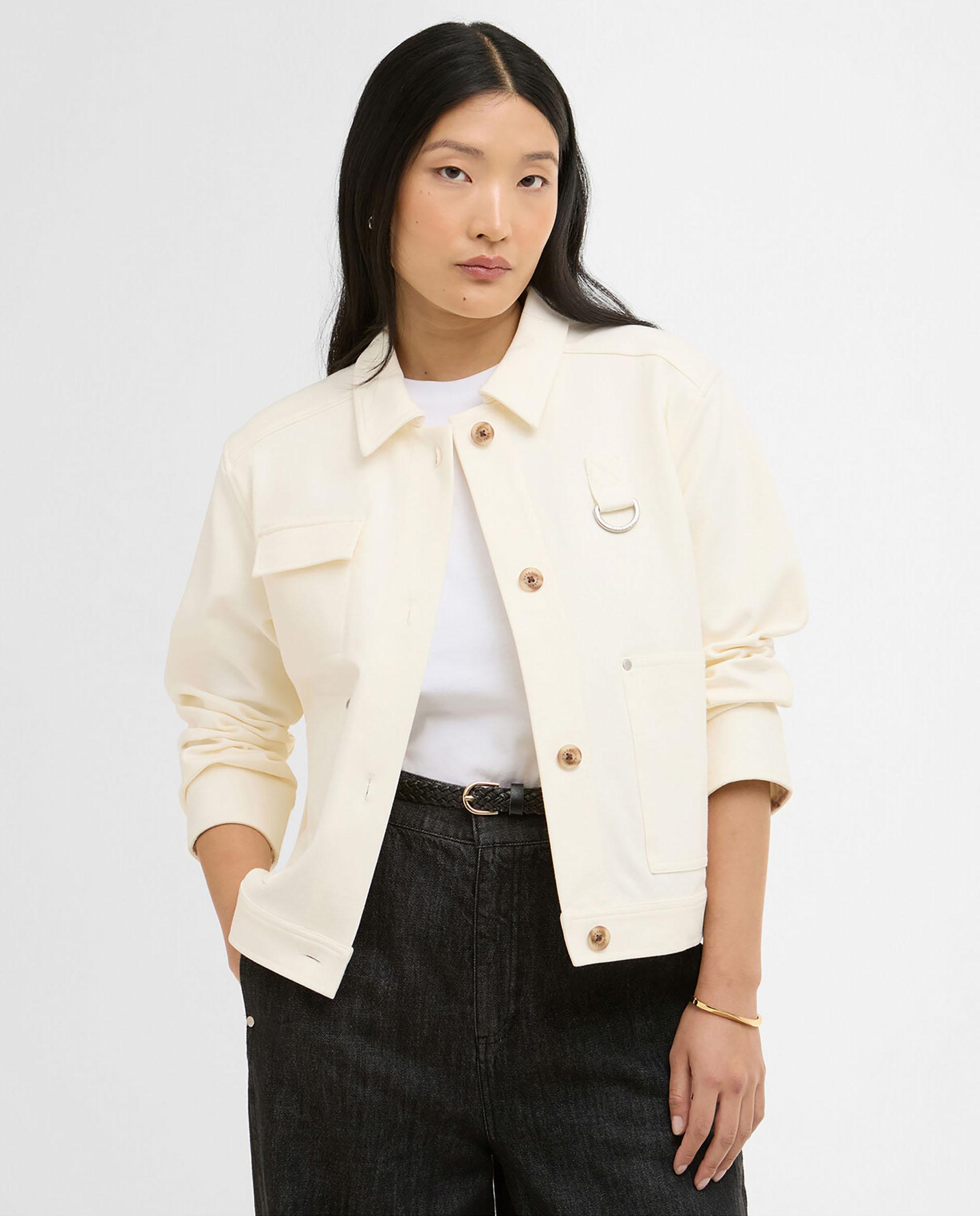 Barbour - Sobrecamisa de mujer de corte holgado con bolsillos de parche asimétricos.