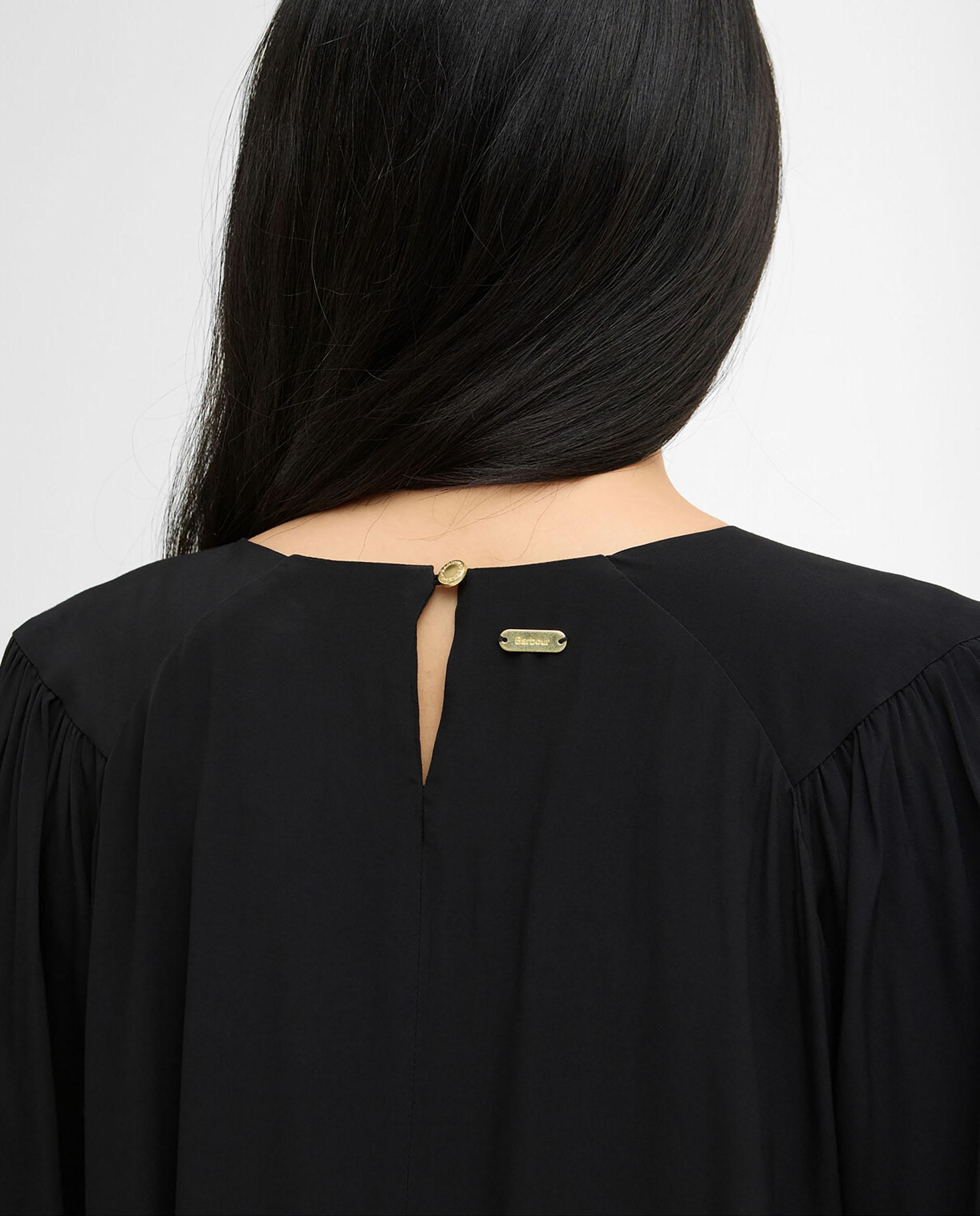 Blusa de mujer con volantes y doble dobladillo fluido - Barbour - Negro Negro-4