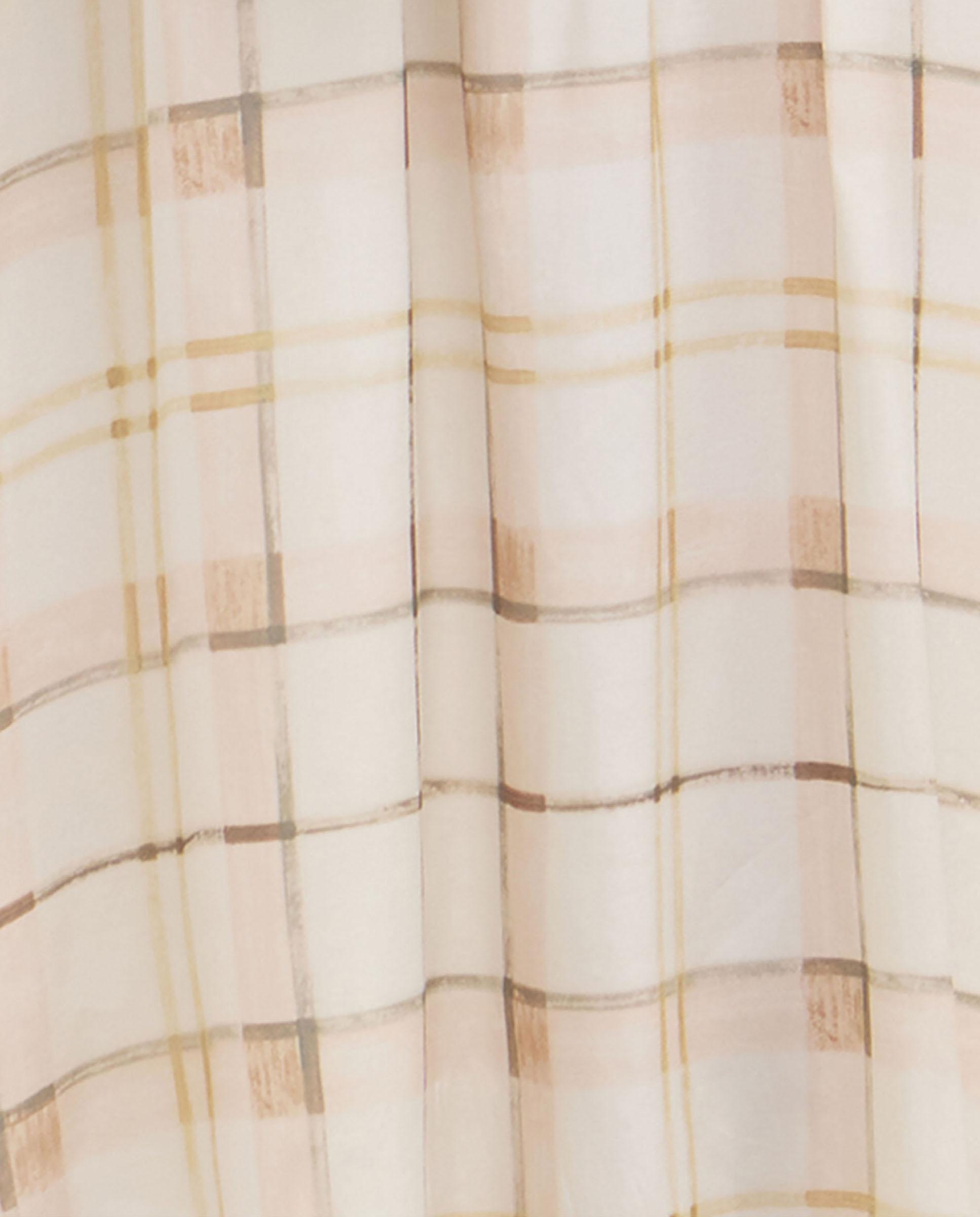Vestido midi de manga larga con estampado de cuadros y ajuste de cordón en cintura - Barbour - Beige Beige-6