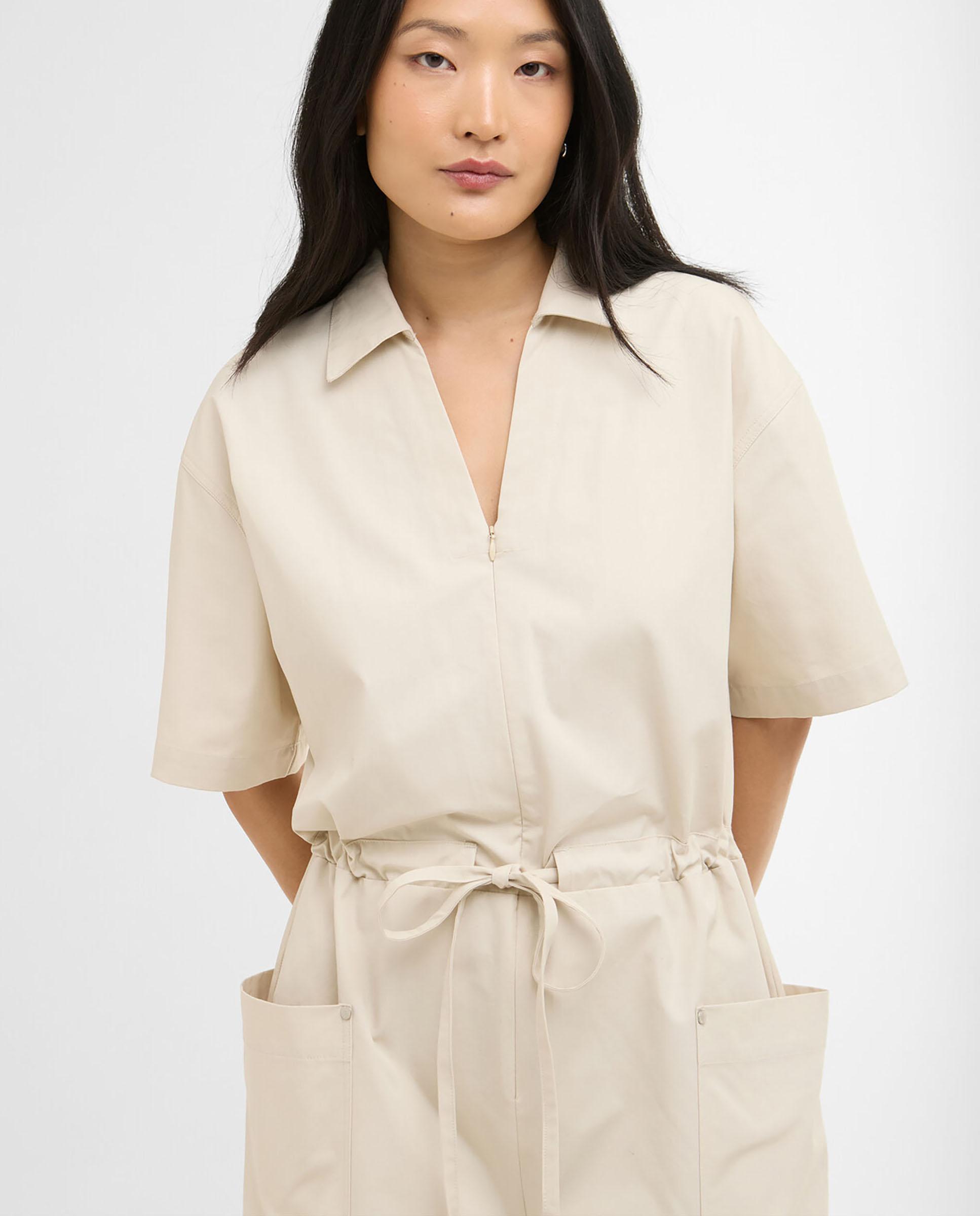 Mono de mujer de manga y pantalón corto con ajuste de cordón en cintura - Barbour - Beige Beige-4