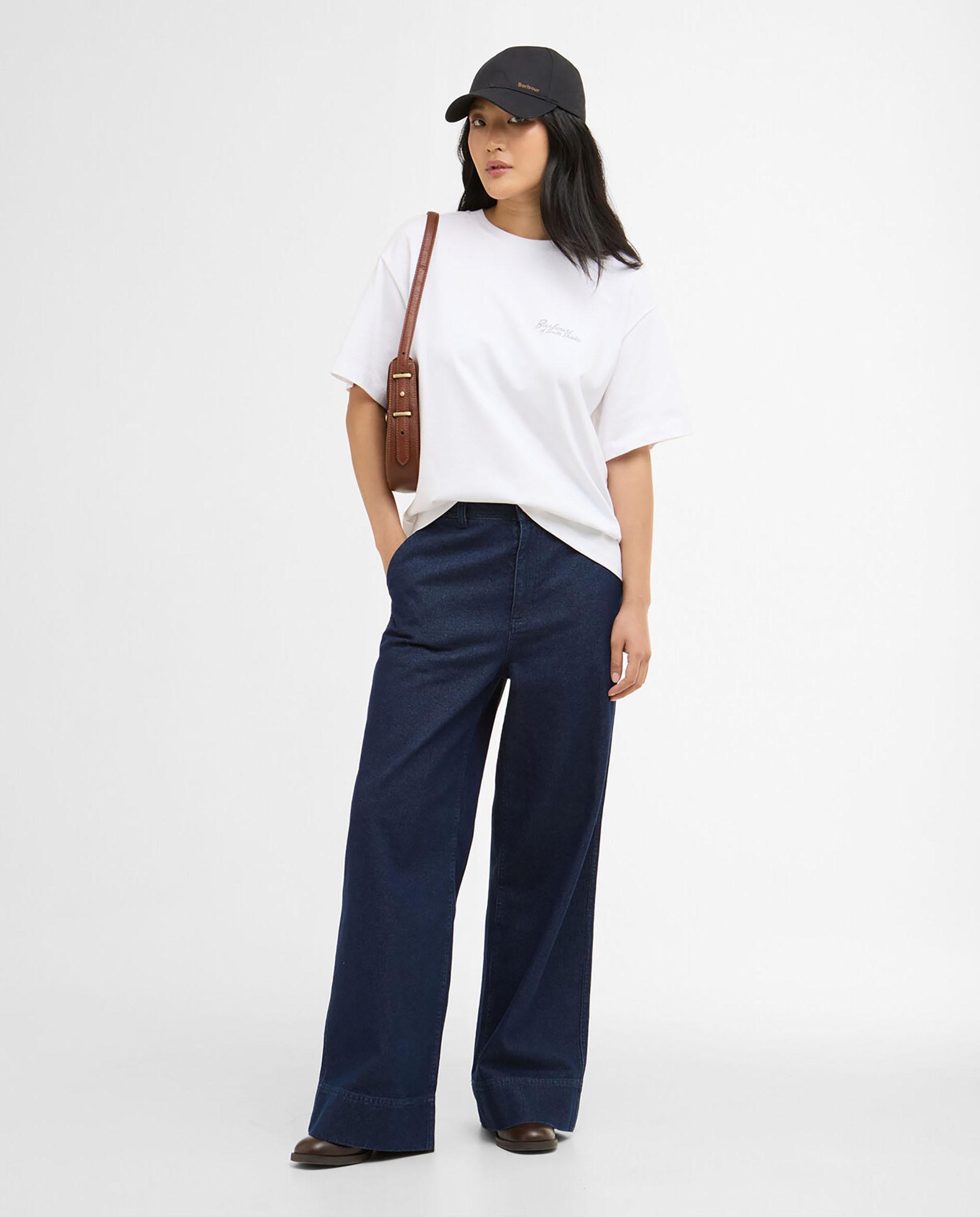 Camiseta de mujer con cuello redondo y estampado trasero - Barbour - Blanco Blanco-3