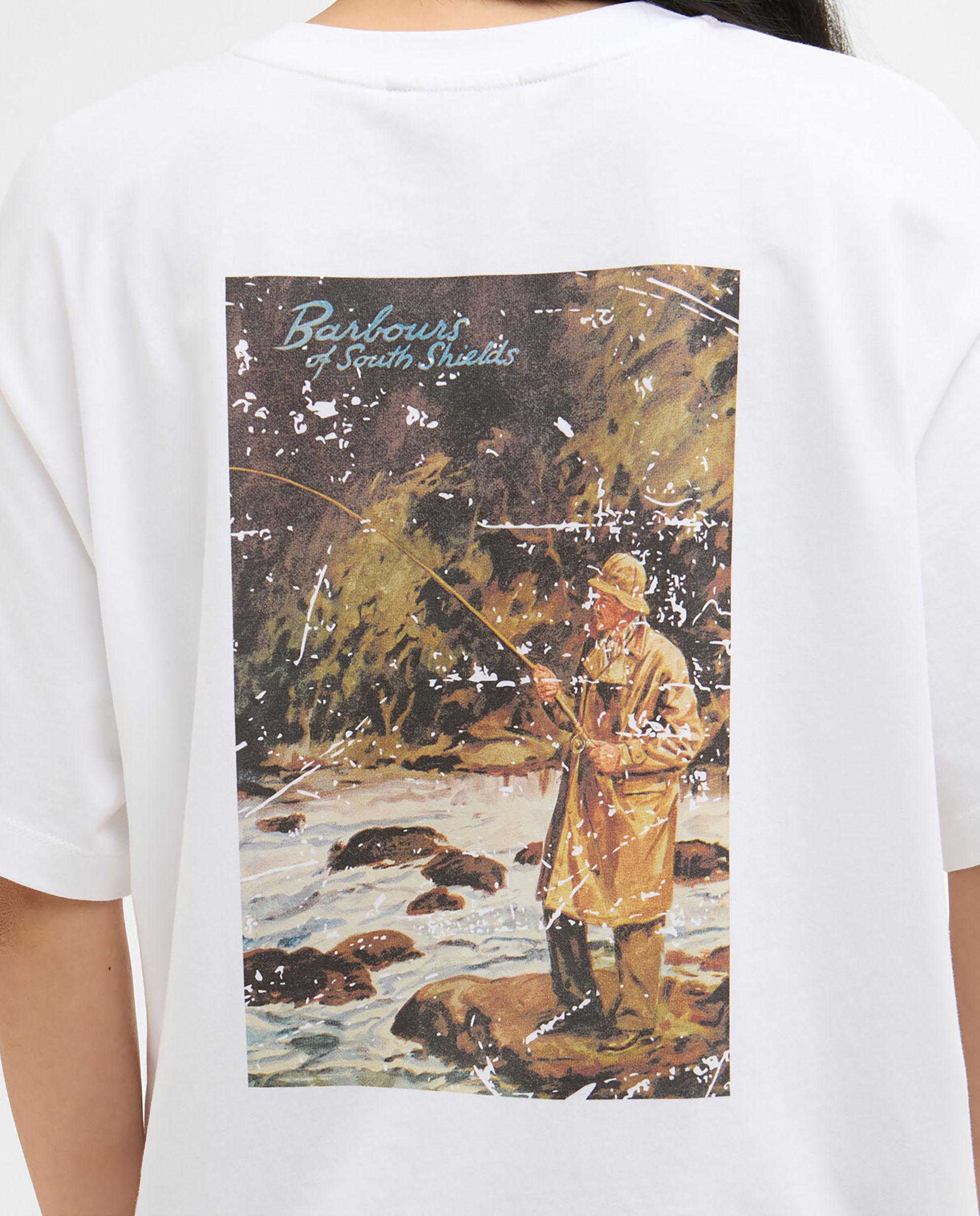Camiseta de mujer con cuello redondo y estampado trasero - Barbour - Blanco Blanco-5