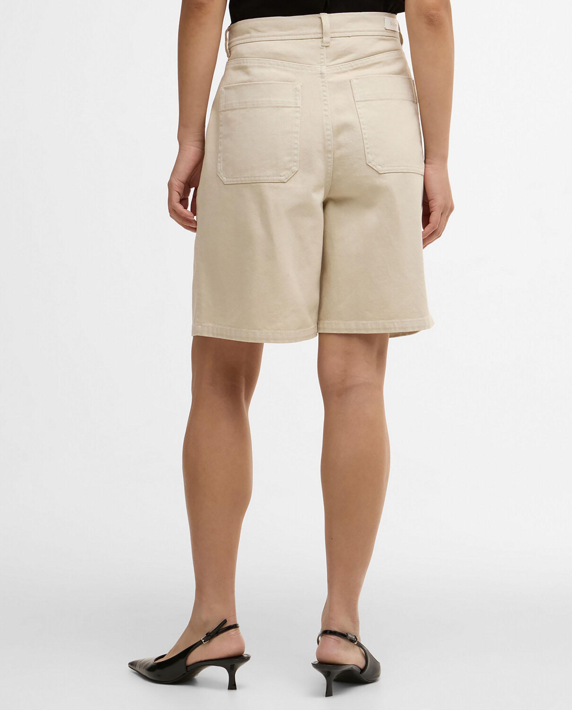 Pantalones cortos de mujer con pliegues en la parte delantera y dos bolsillos traseros - Barbour - Beige Beige-2