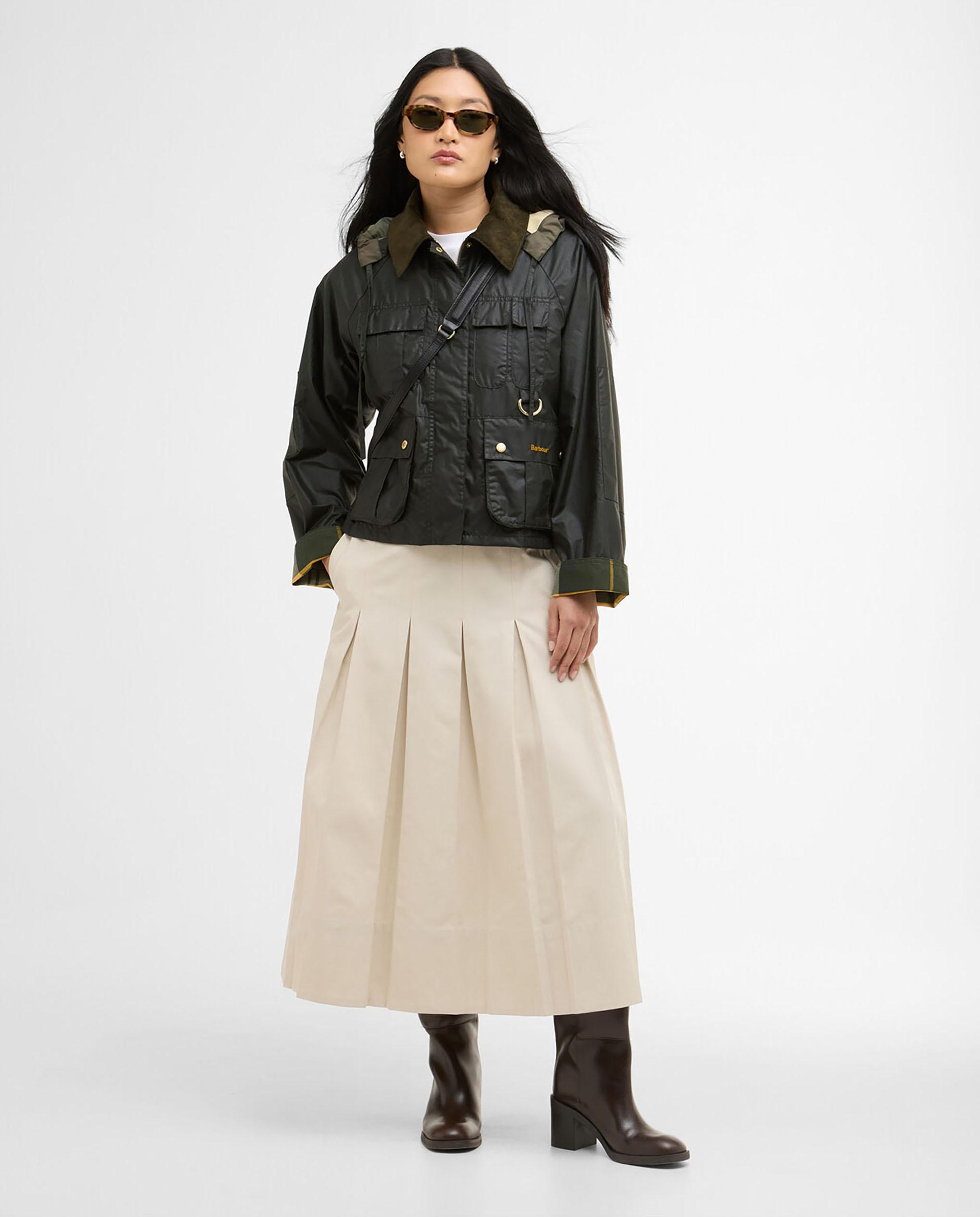 Cazadora Biker de mujer con múltiples bolsillos y capucha desmontable - Barbour - Verde oscuro Verde oscuro-3