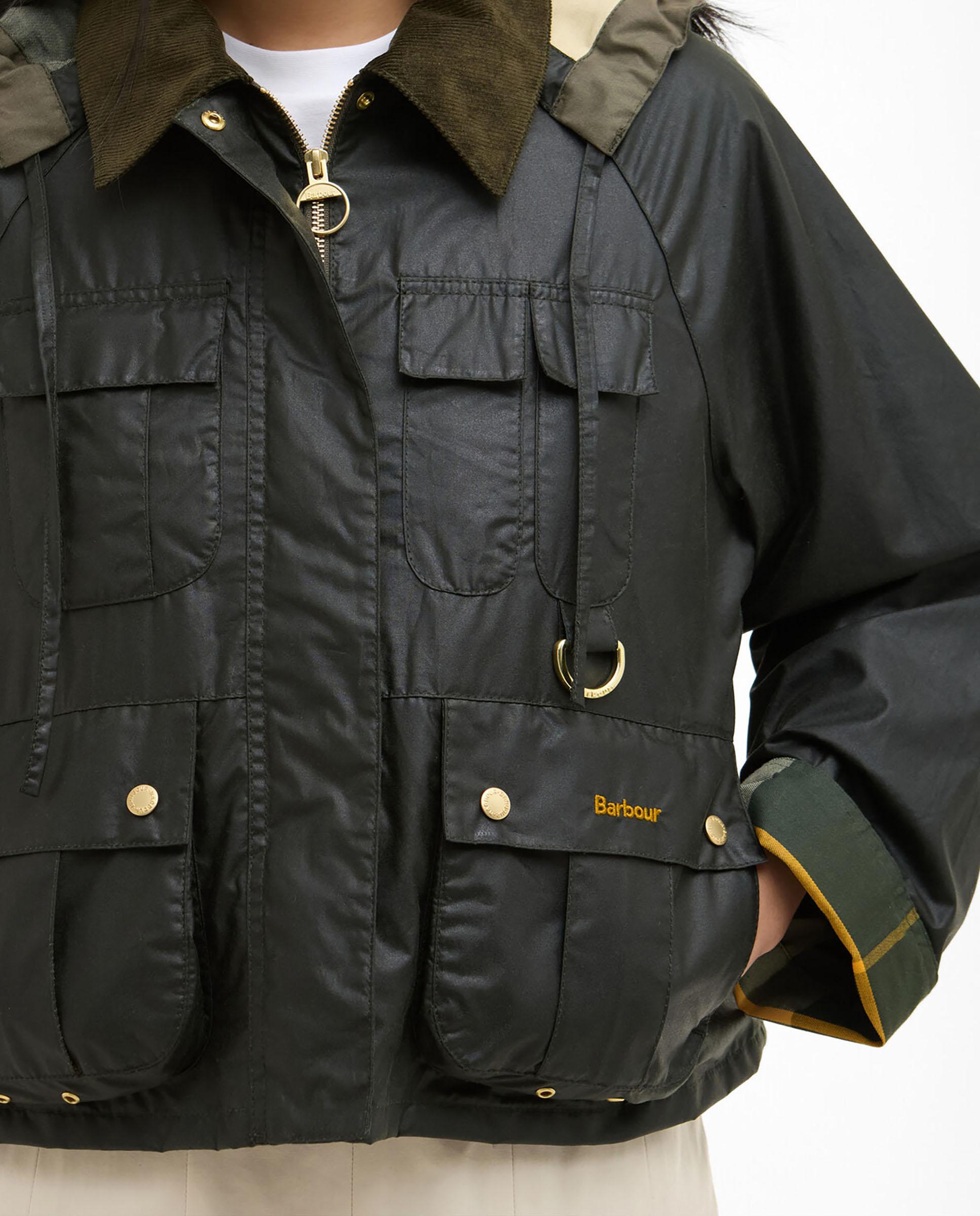 Cazadora Biker de mujer con múltiples bolsillos y capucha desmontable - Barbour - Verde oscuro Verde oscuro-4