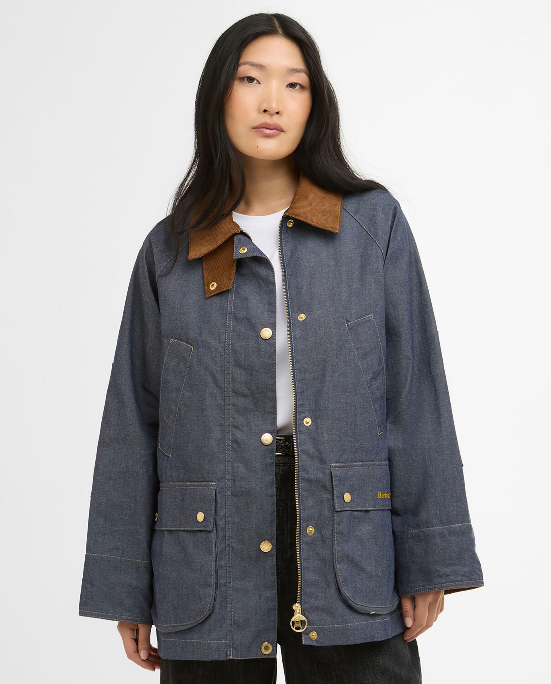 Imagen 0 de Parka de mujer con cierre combinado y bolsillos inclinados en el pecho y  de parche con solapa Azul marino