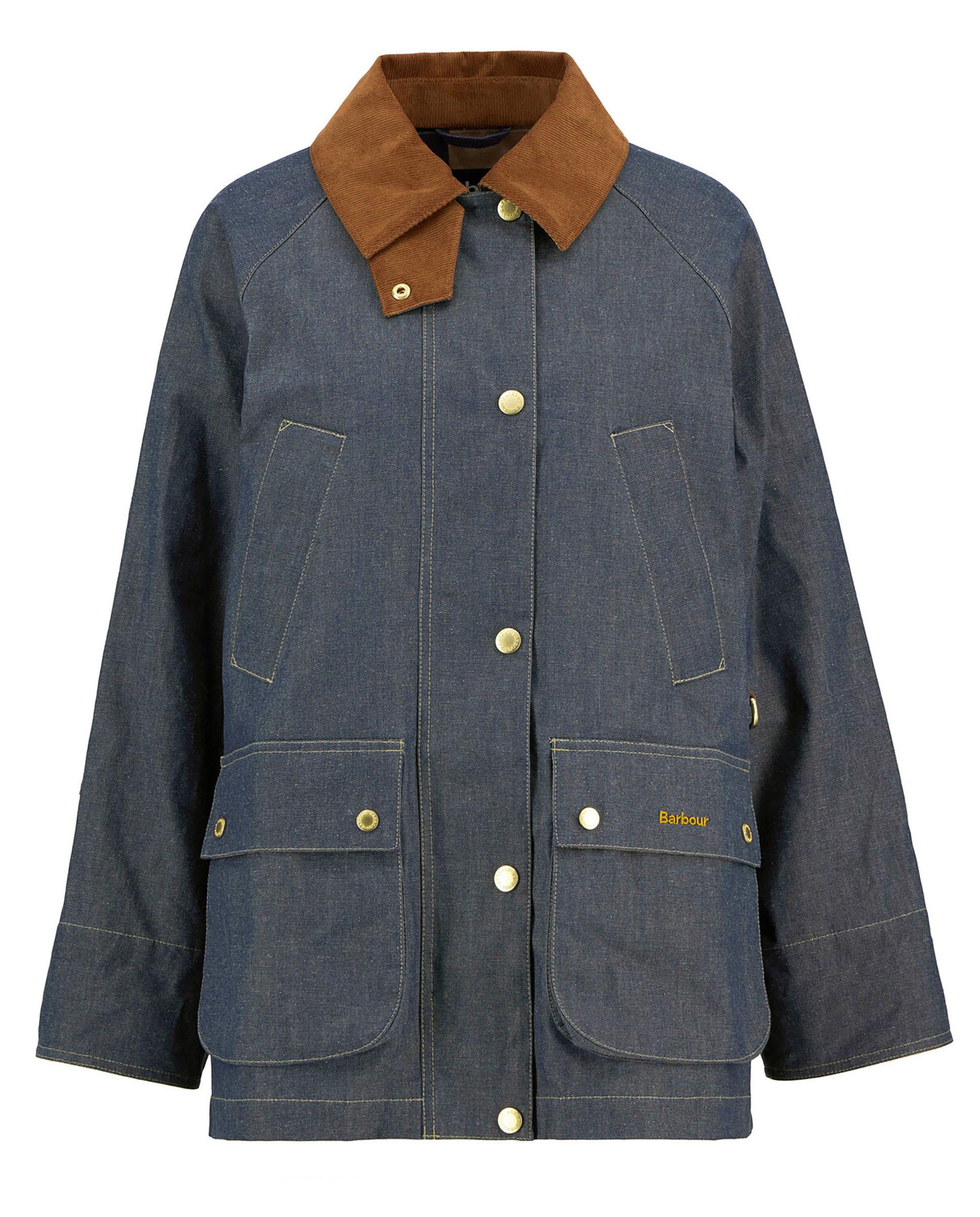 Parka de mujer con cierre combinado y bolsillos inclinados en el pecho y de parche con solapa - Barbour - Azul marino Azul marino-6