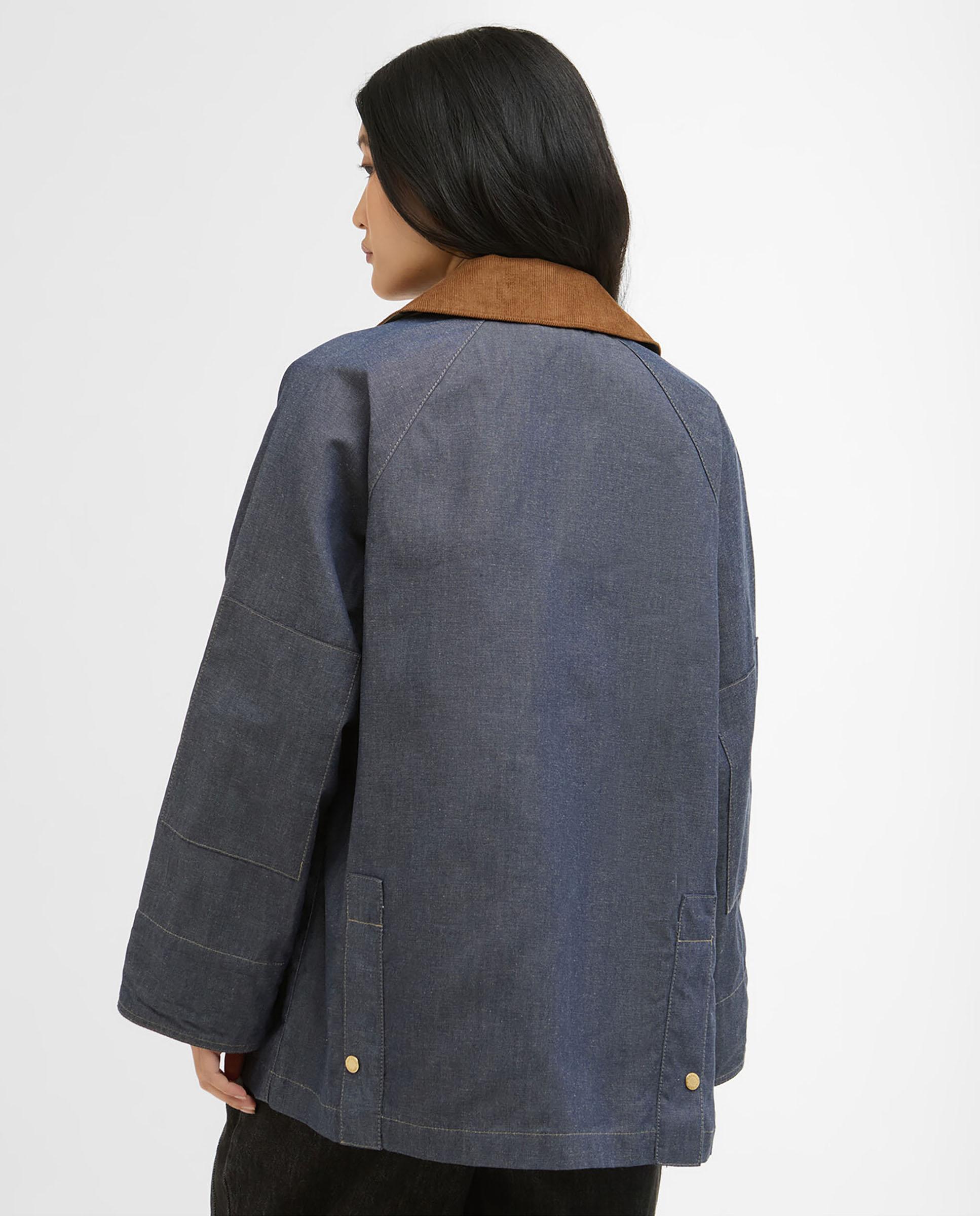 Parka de mujer con cierre combinado y bolsillos inclinados en el pecho y de parche con solapa - Barbour - Azul marino Azul marino-3