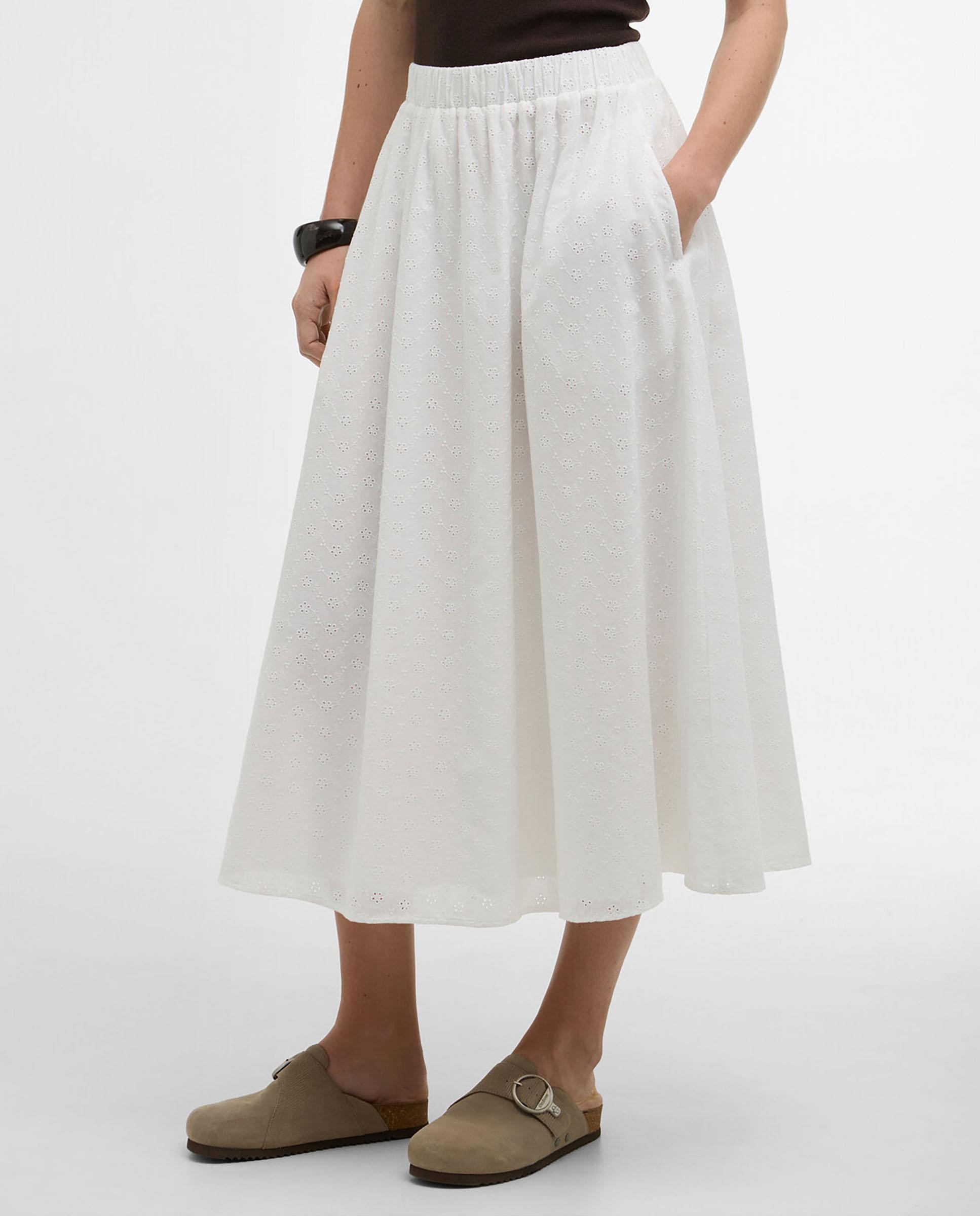 Barbour - Falda midi de corte fluido con elástico en la cintura.