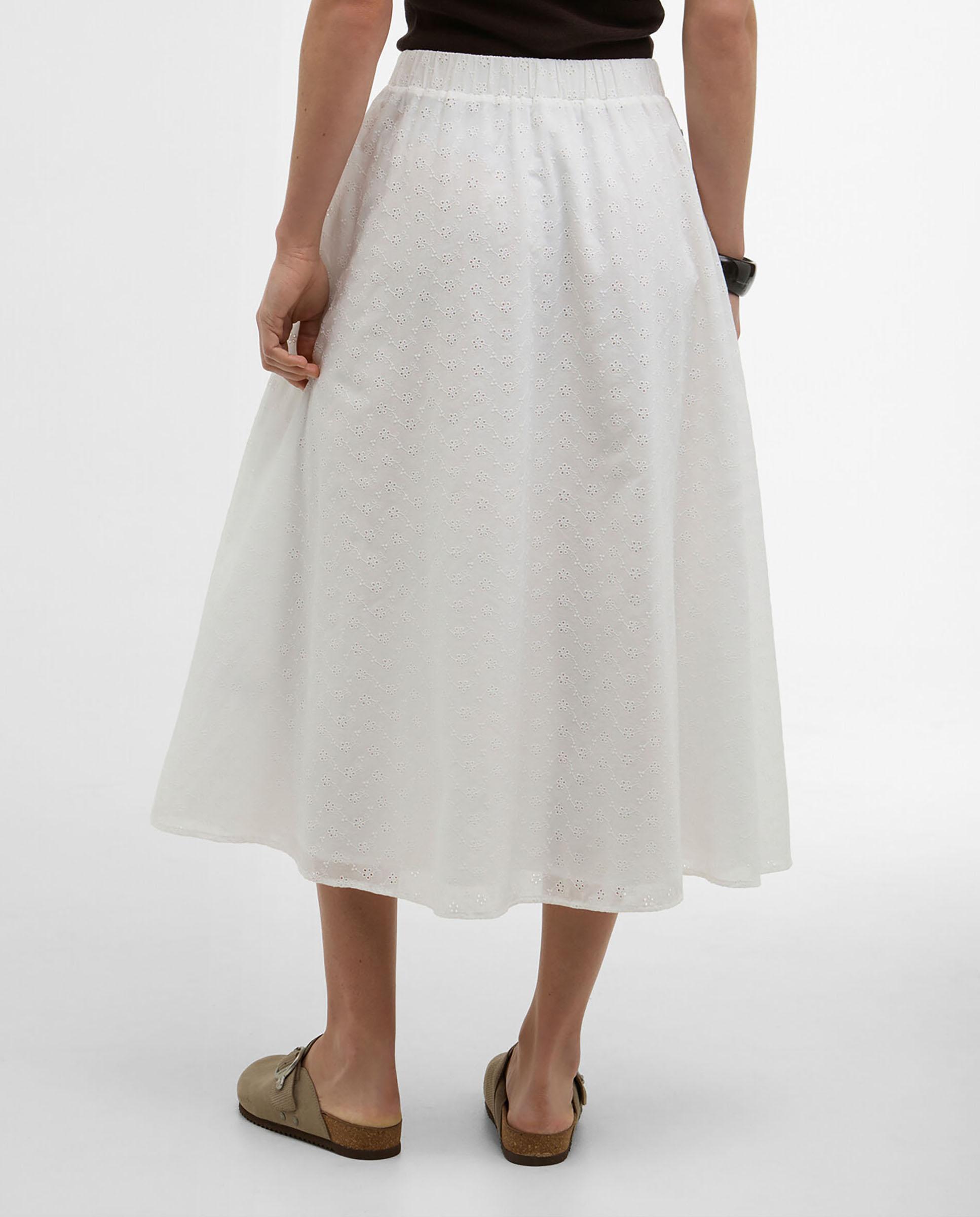 Falda midi de corte fluido con elástico en la cintura - Barbour - Blanco Blanco-2