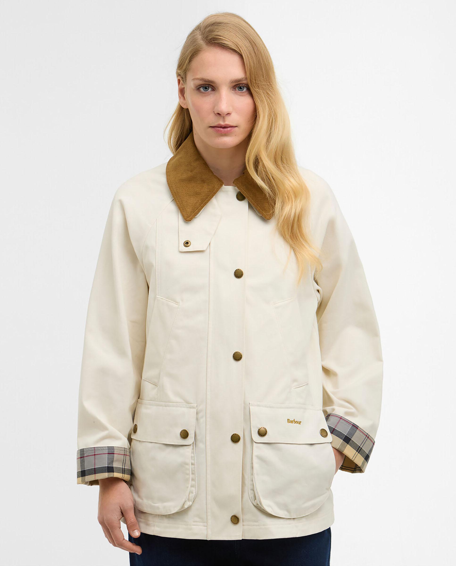 Chaqueta de mujer con cuello solapa y bolsillo frontales con cierre de tapeta - Barbour - Beige Beige-1