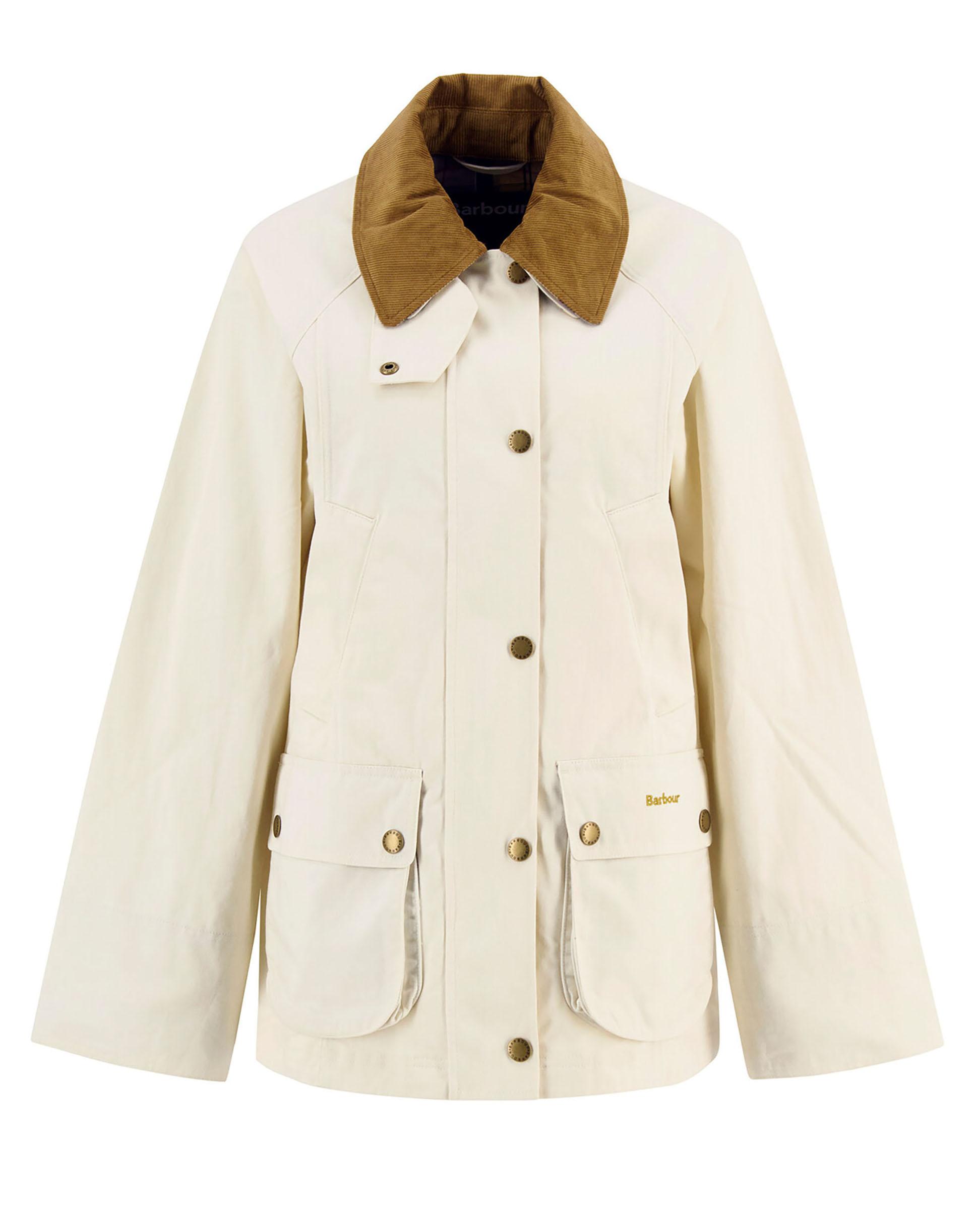 Chaqueta de mujer con cuello solapa y bolsillo frontales con cierre de tapeta - Barbour - Beige Beige-8