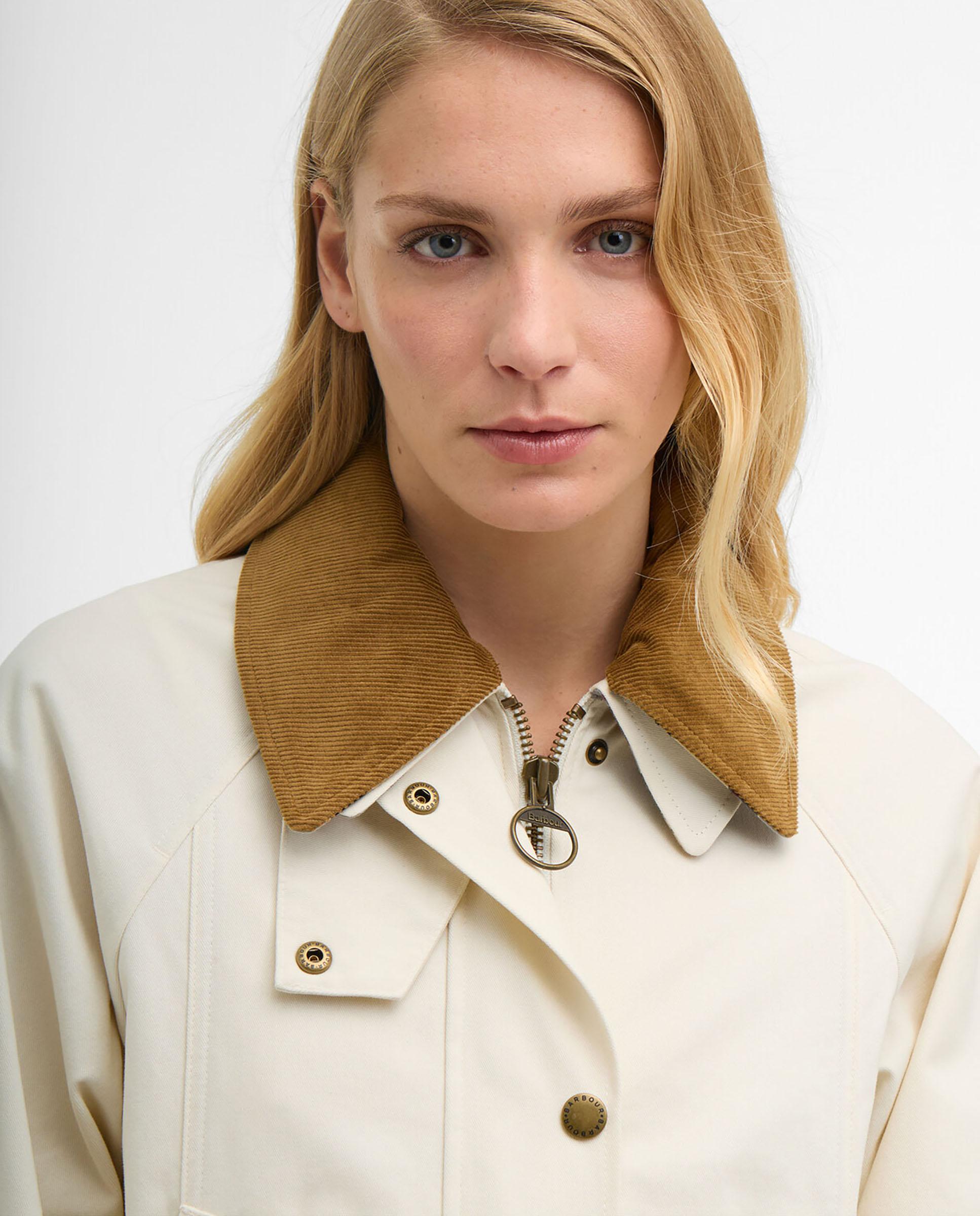 Chaqueta de mujer con cuello solapa y bolsillo frontales con cierre de tapeta - Barbour - Beige Beige-4