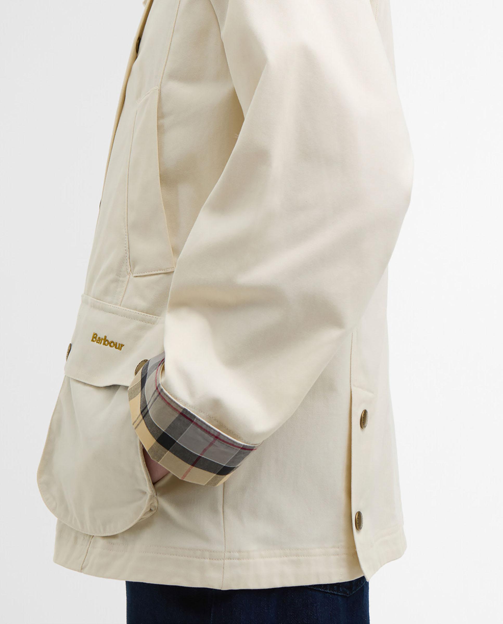 Chaqueta de mujer con cuello solapa y bolsillo frontales con cierre de tapeta - Barbour - Beige Beige-7