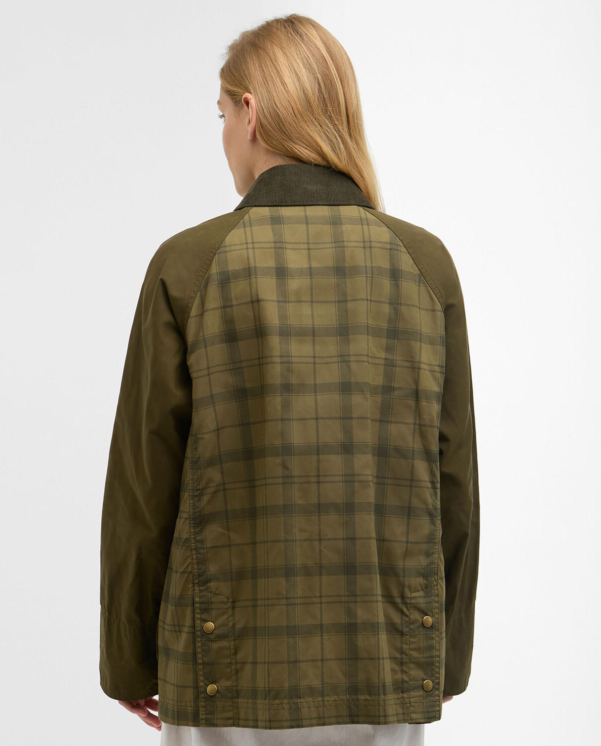 Parka de mujer con cierre combinado y bolsillos inclinados en el pecho y de parche con solapa - Barbour - Verde Oliva Verde Oliva-2