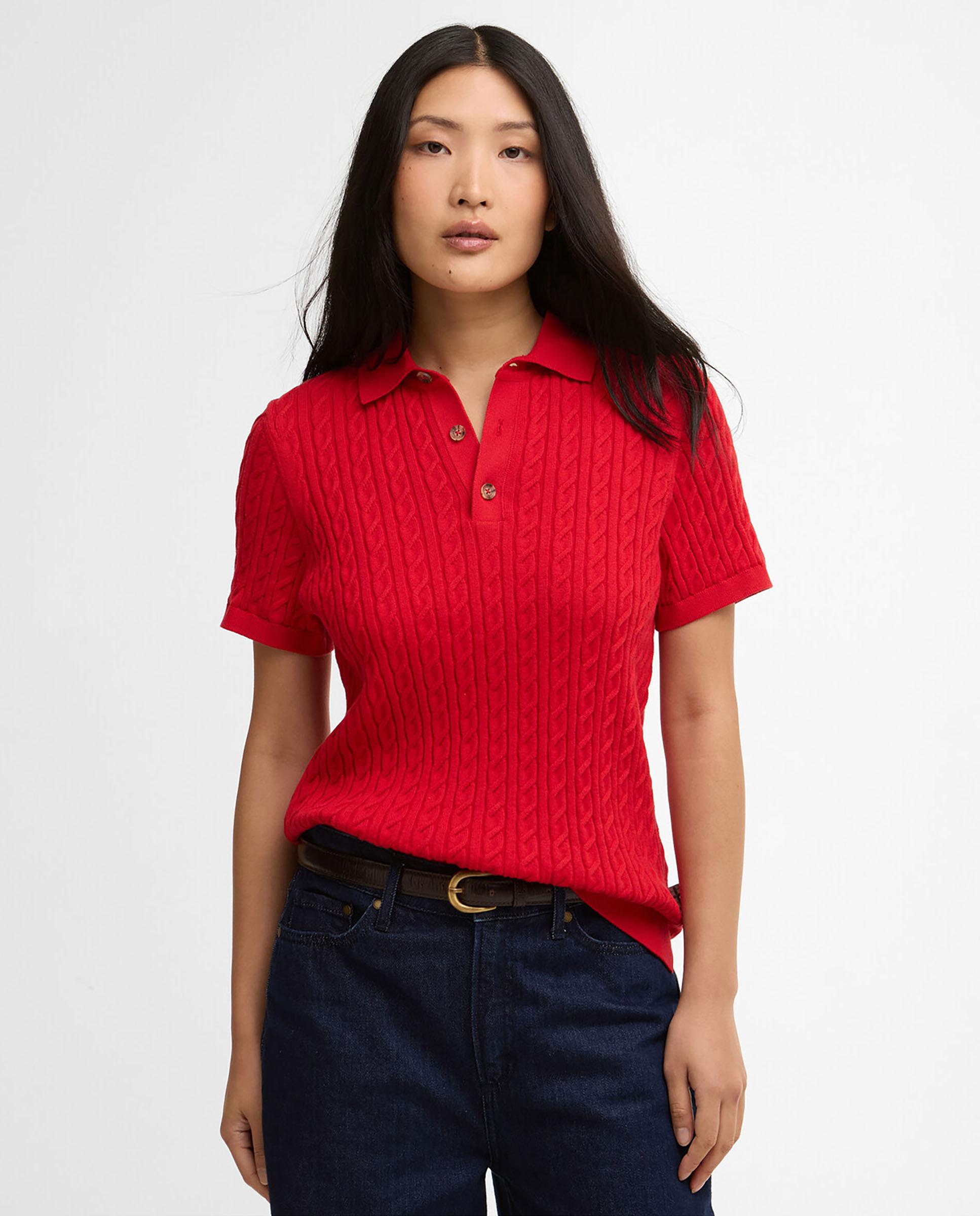 Polo de mujer de manga corta y cuello clásico - Barbour - Rojo Rojo-1
