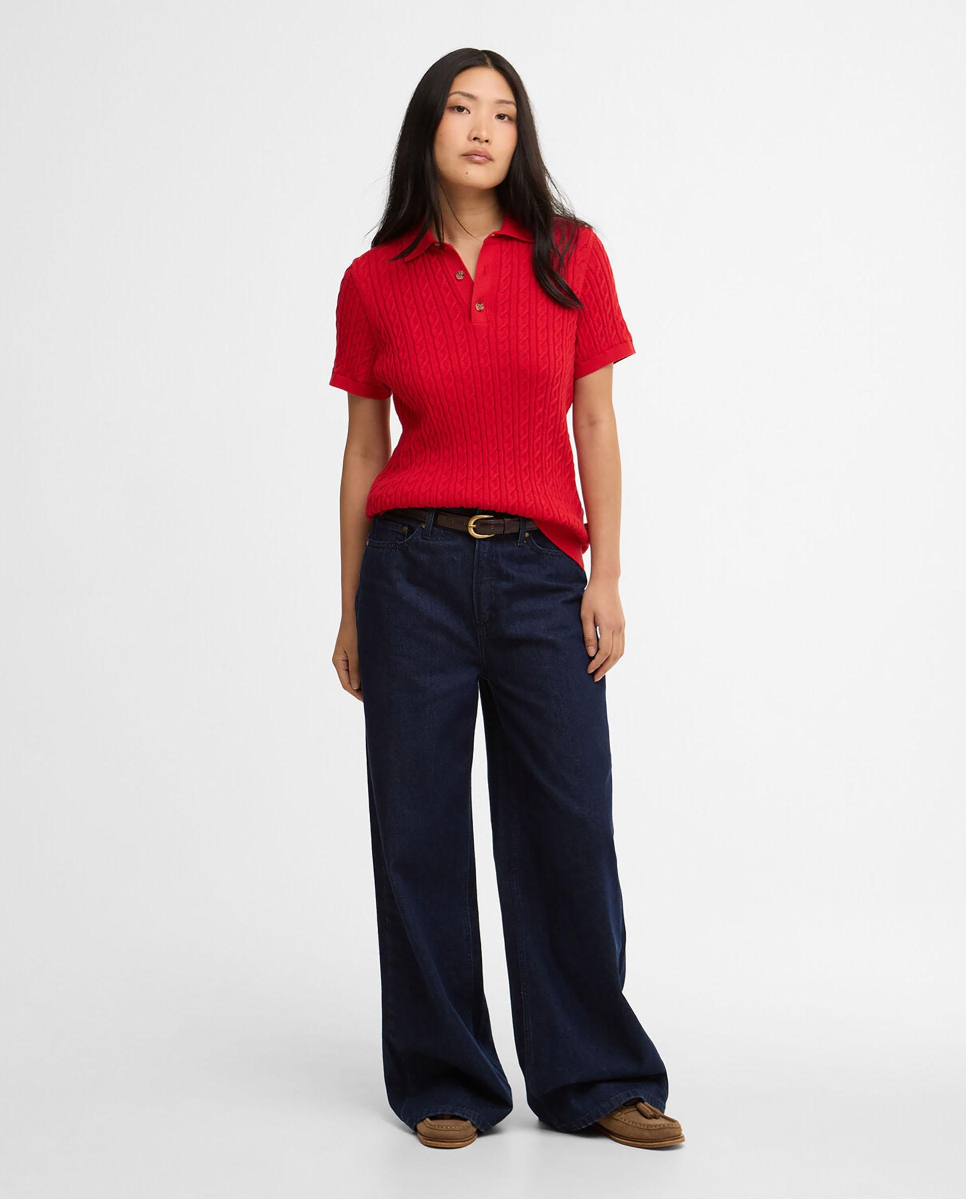 Polo de mujer de manga corta y cuello clásico - Barbour - Rojo Rojo-3