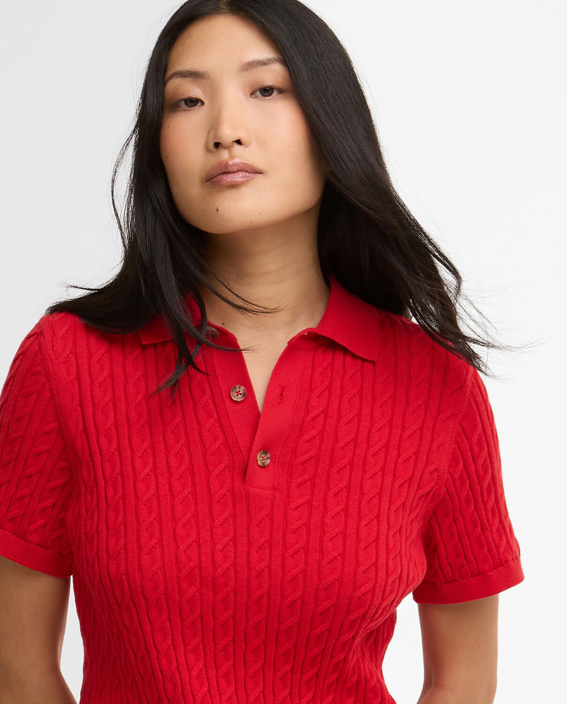 Polo de mujer de manga corta y cuello clásico - Barbour - Rojo Rojo-4