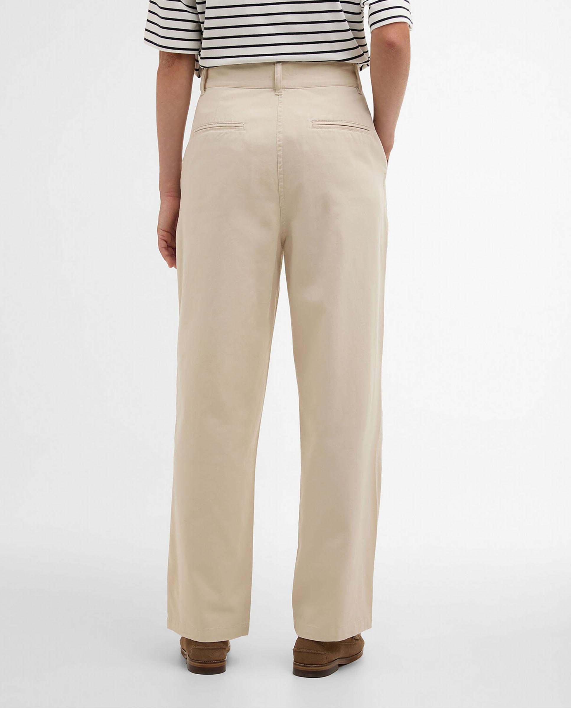 Pantalones rectos de mujer con bolsillos laterales y pliegues debajo de la cintura - Barbour - Beige Beige-2