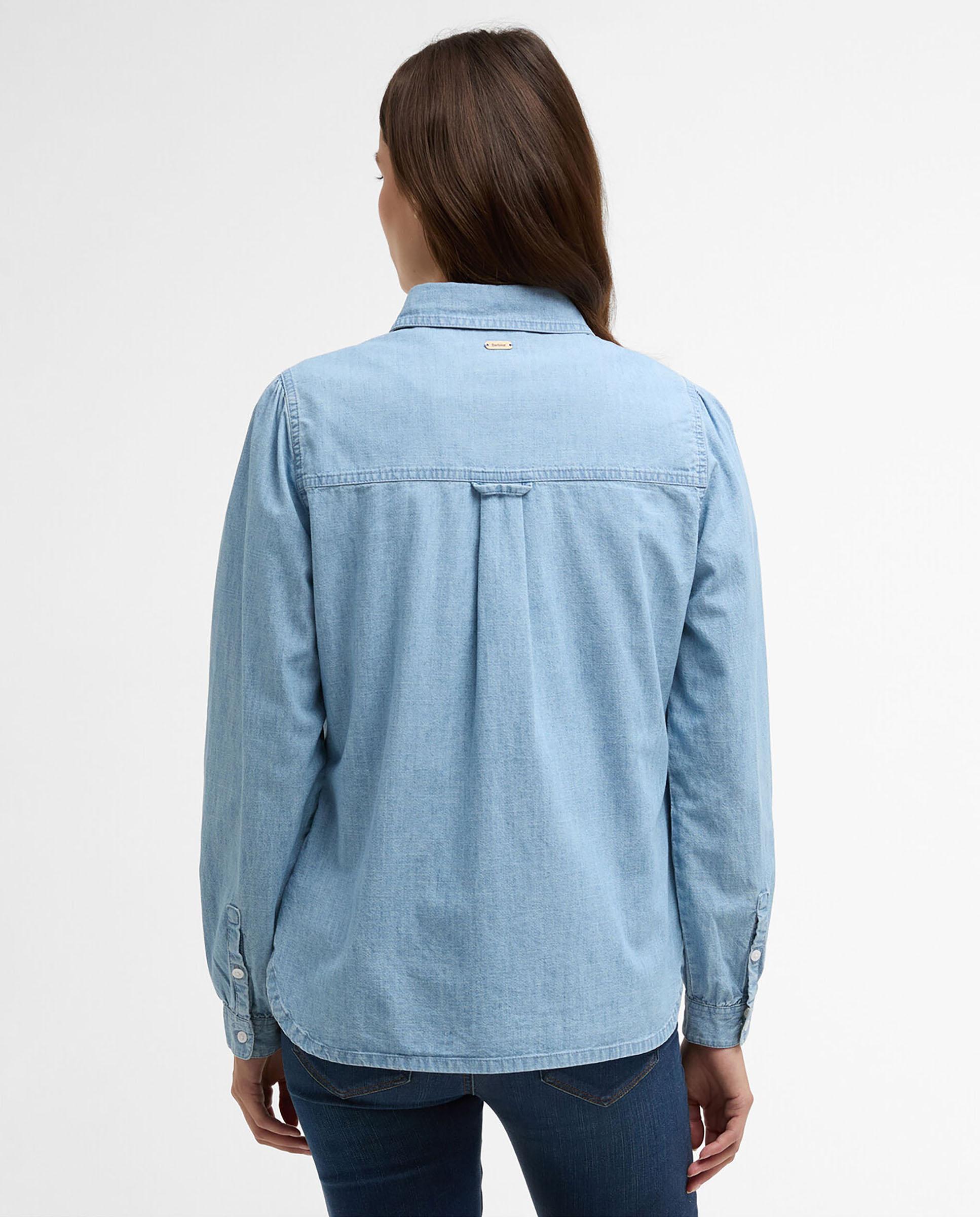 Camisa de mujer de manga larga y dos bolsillos de parche - Barbour - Azul claro Azul claro-2