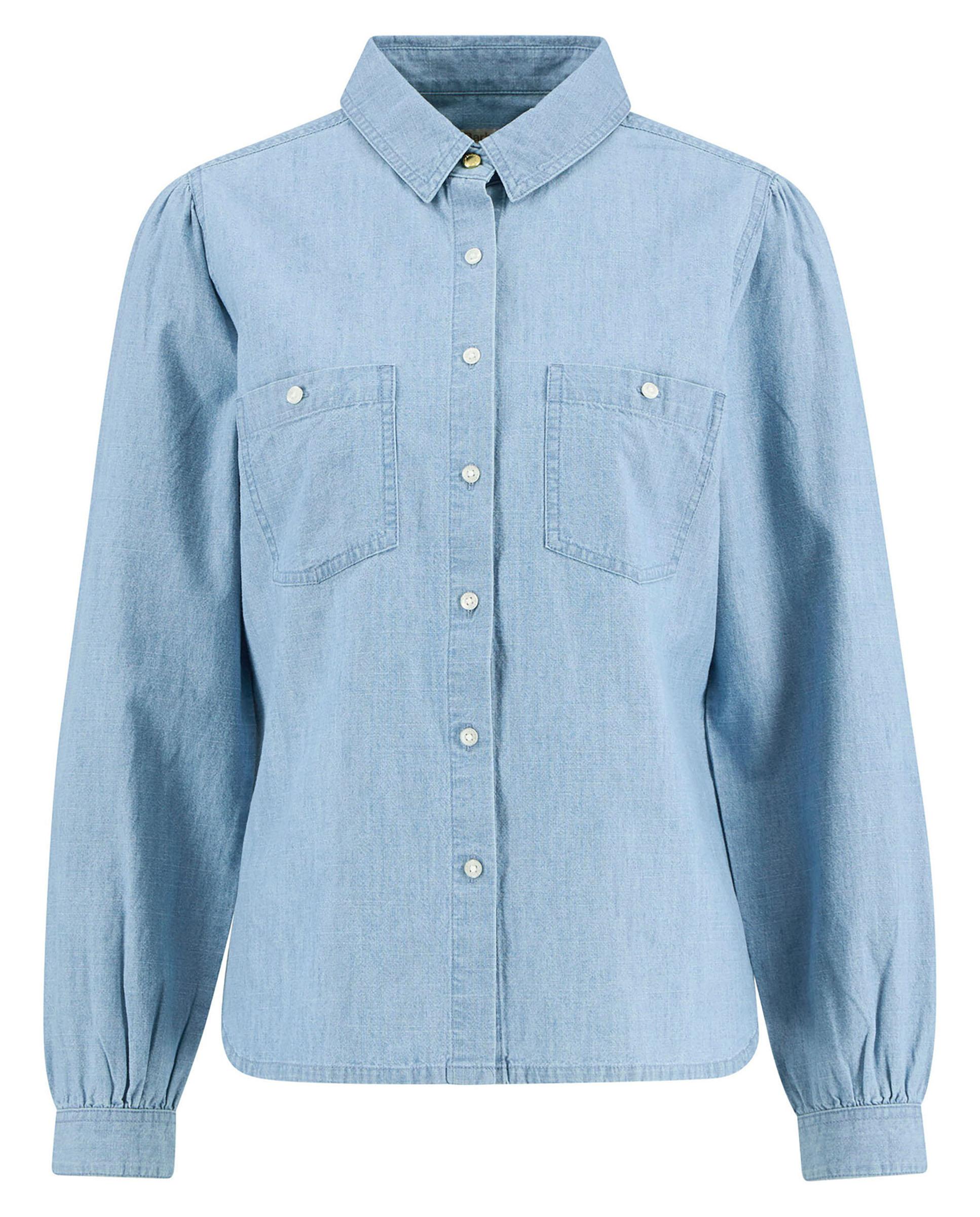 Camisa de mujer de manga larga y dos bolsillos de parche - Barbour - Azul claro Azul claro-7