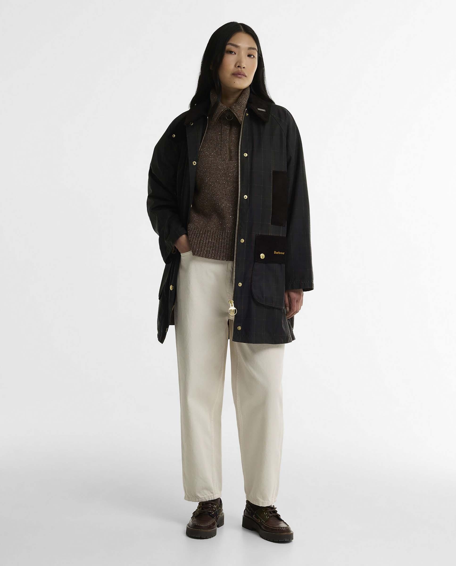 Chaqueta de mujer encerada beaufort con detalles en tartán - Barbour - Verde Verde-2