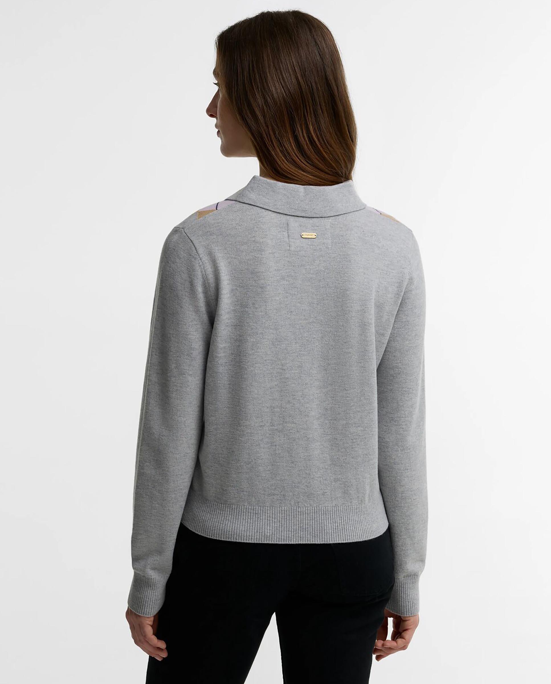 Polo de punto de mujer fawne argyle 100% lana - Barbour - Gris Gris-3