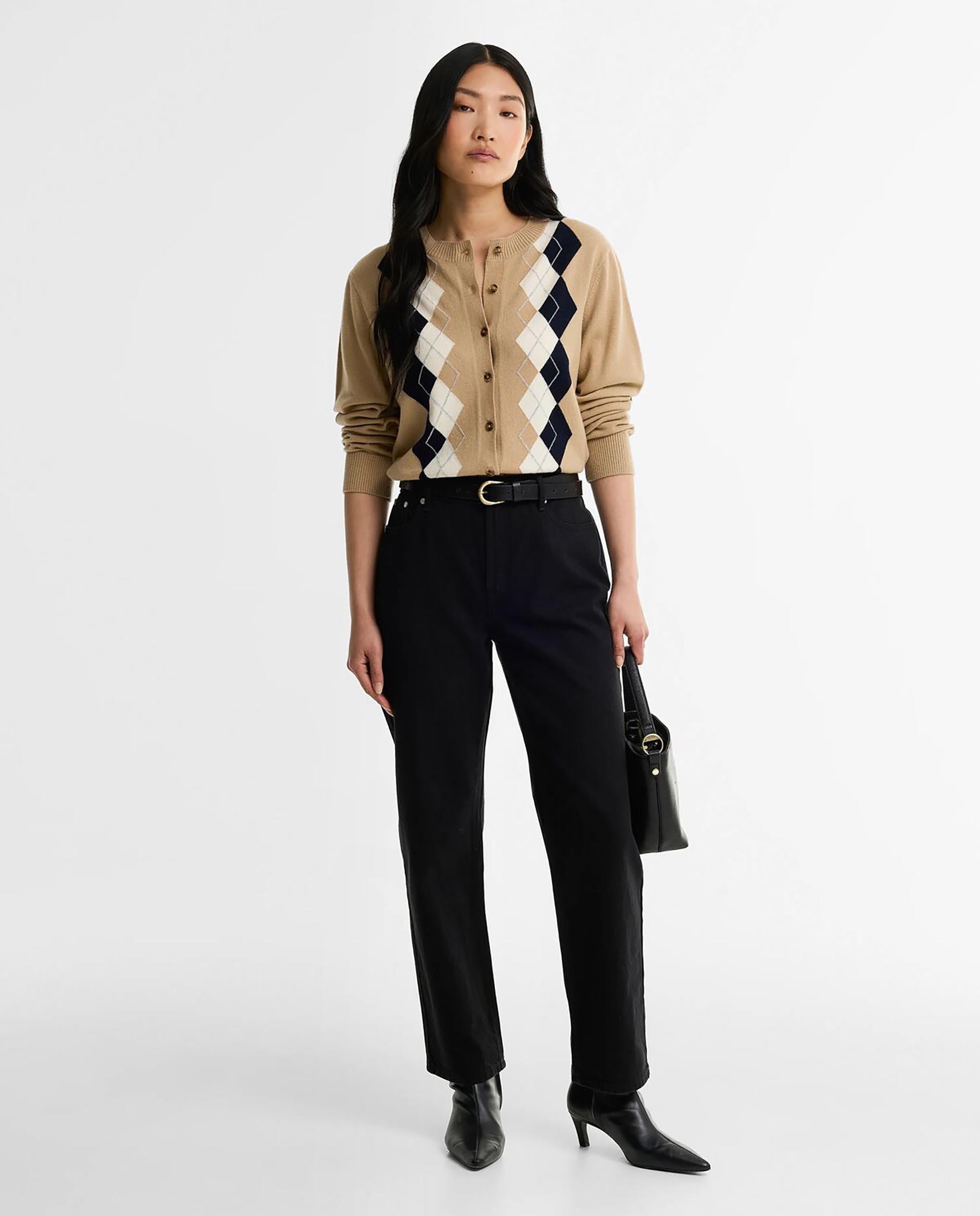 Cárdigan de mujer 100% lana de cuello redondo - Barbour - Multicolor Multicolor-2