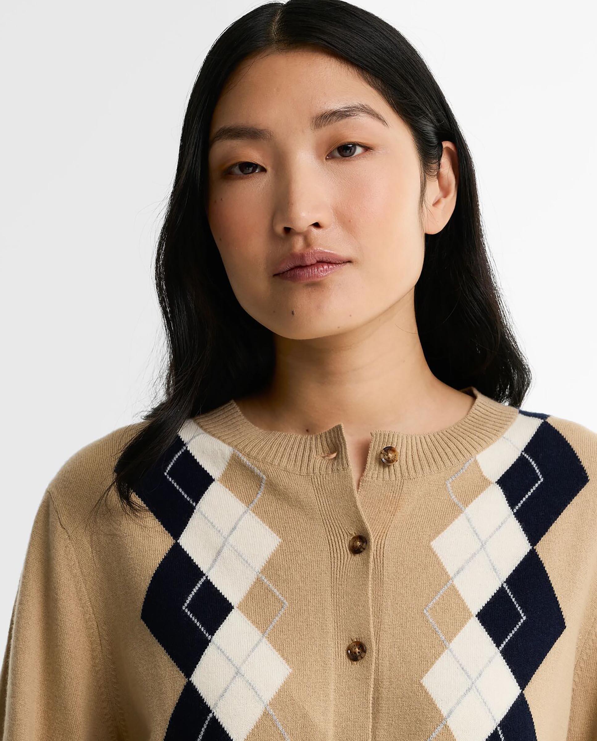 Cárdigan de mujer 100% lana de cuello redondo - Barbour - Multicolor Multicolor-4