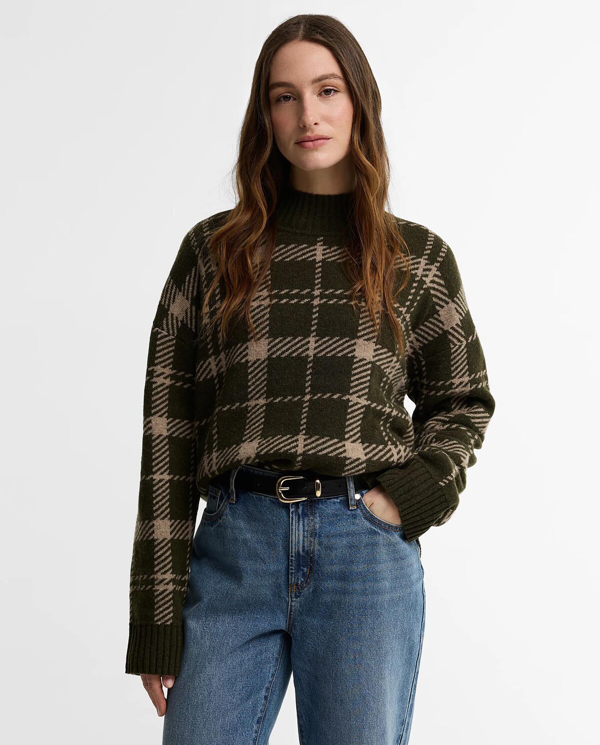 Jersey de mujer de lana delilah estampado de tartán - Barbour - Verde Verde-1