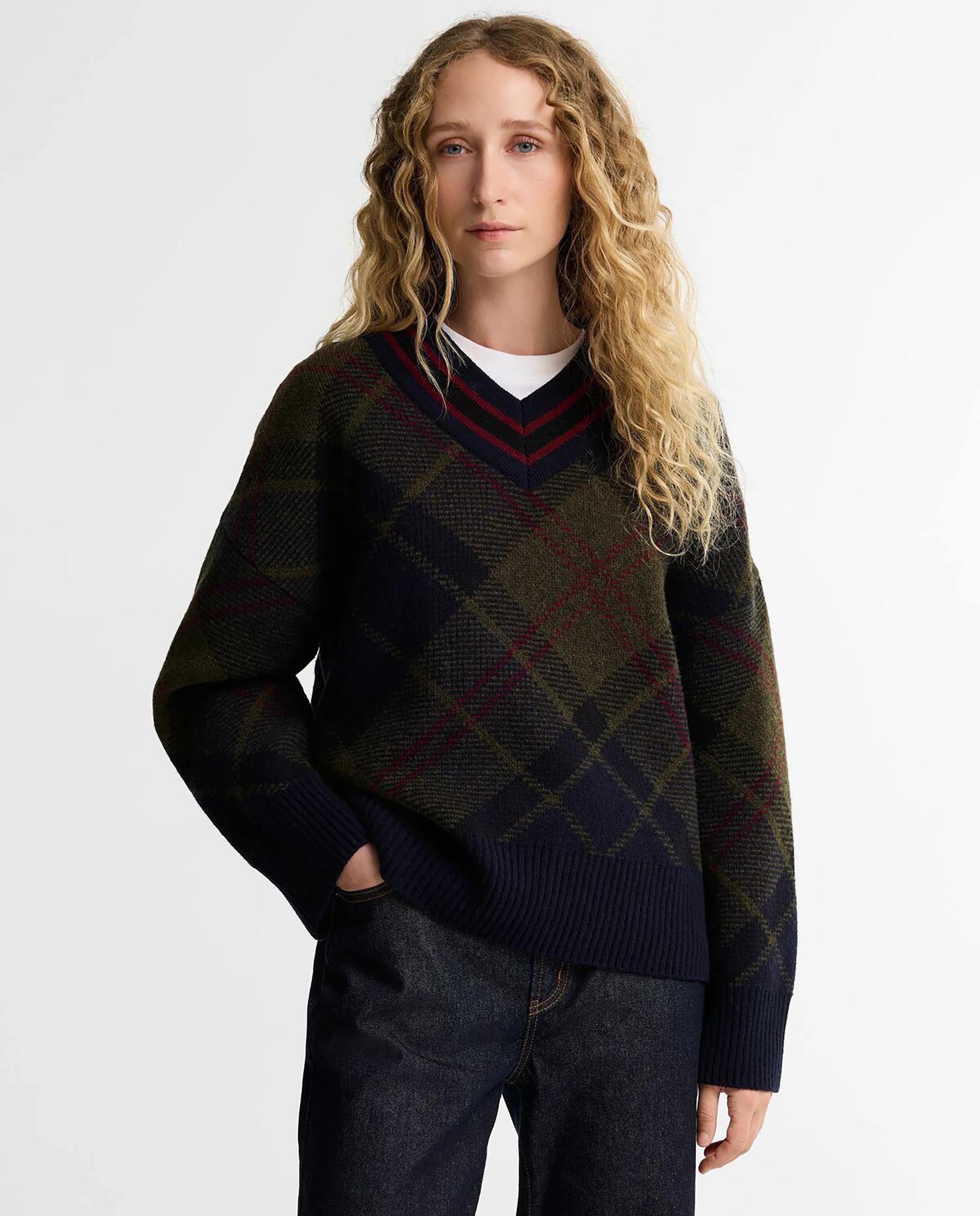 Imagen 0 de Jersey de mujer de cuello pico shae con lana Marrón