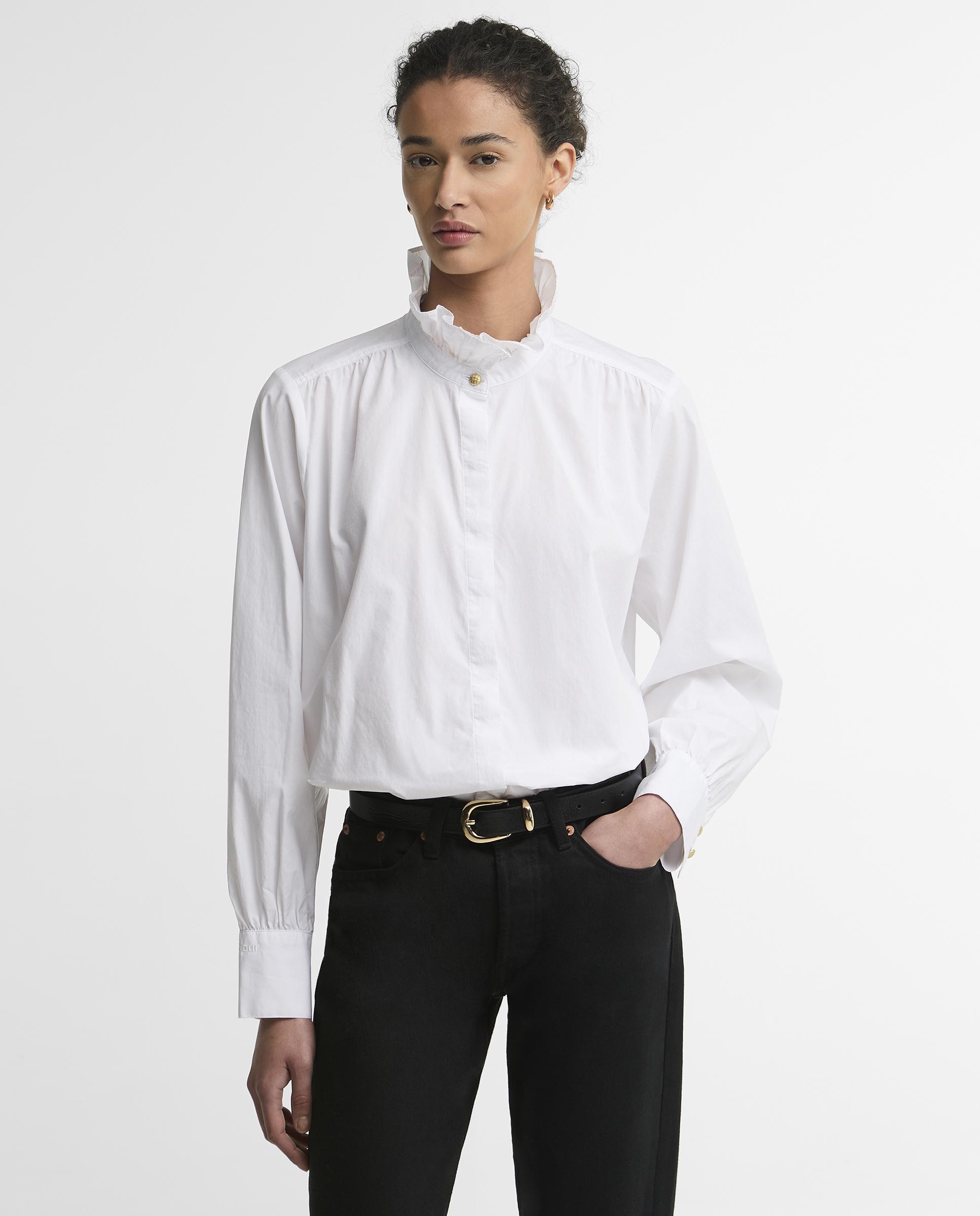 Camisa de mujer adina con cuello de volantes - Barbour - Blanco Blanco-1