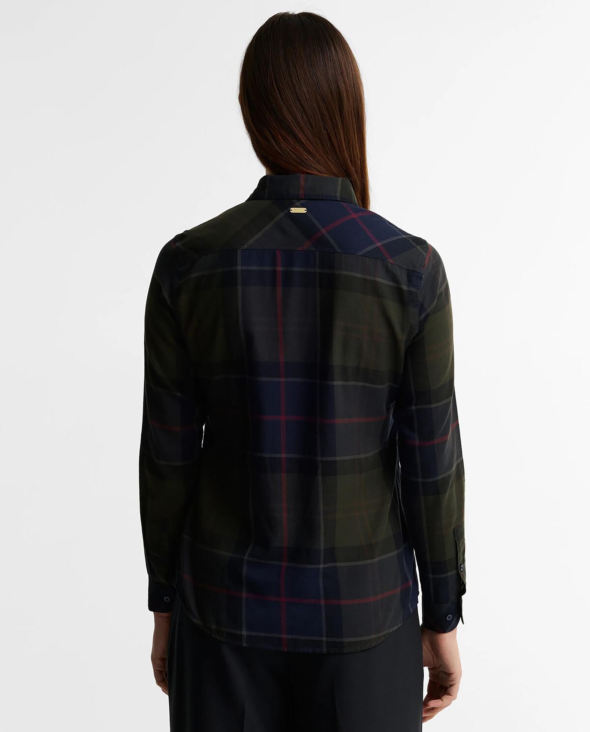 Camisa de mujer de manga larga bredon check de algodón - Barbour - Azul marino Azul marino-3