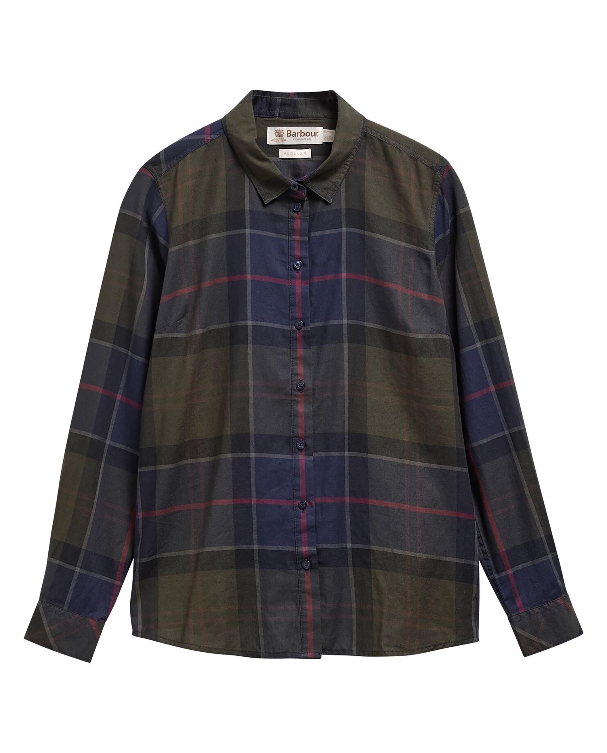 Camisa de mujer de manga larga bredon check de algodón - Barbour - Azul marino Azul marino-5