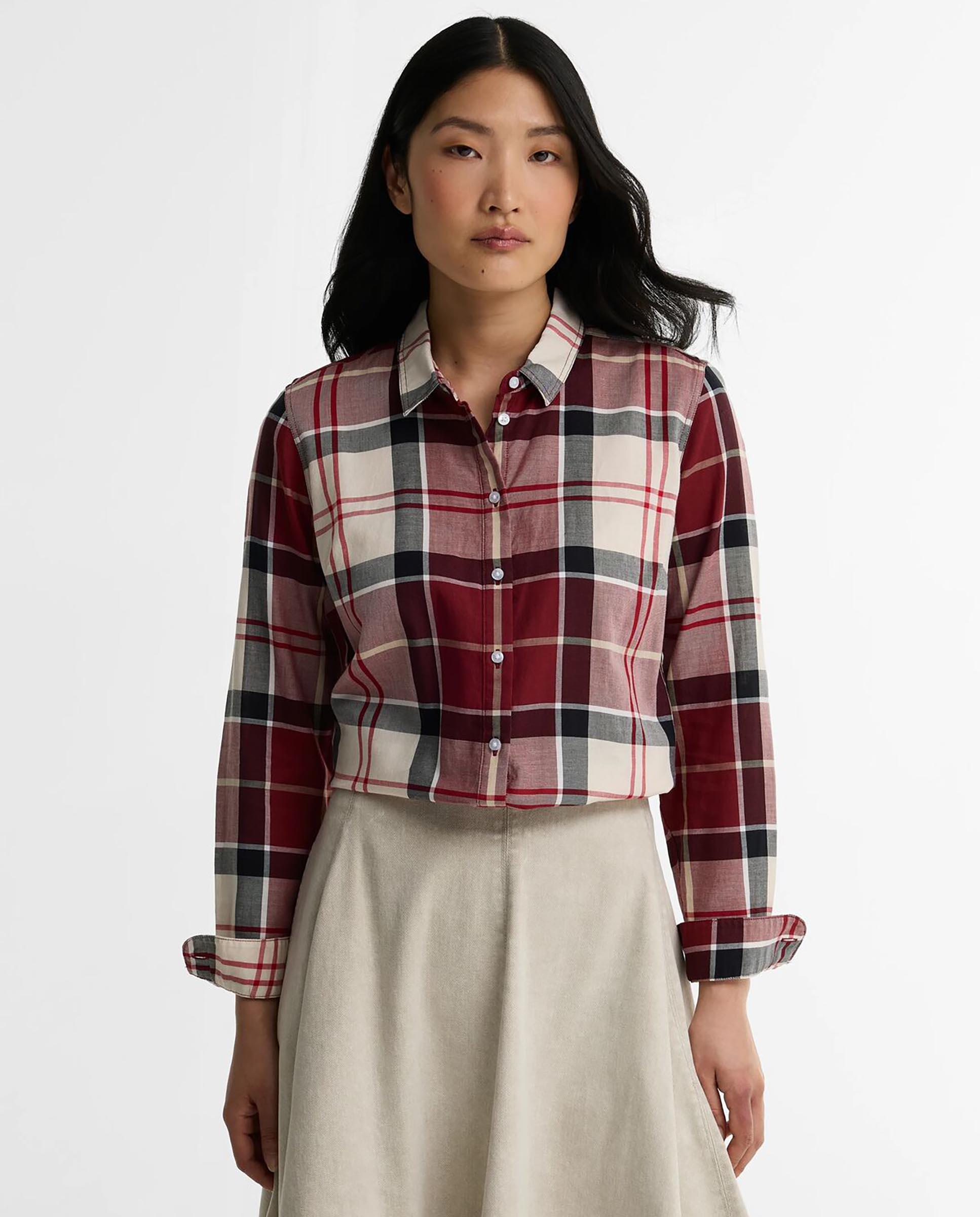 Imagen 1 de Camisa de mujer de manga larga bredon check de algodón - Barbour - Rojo Rojo