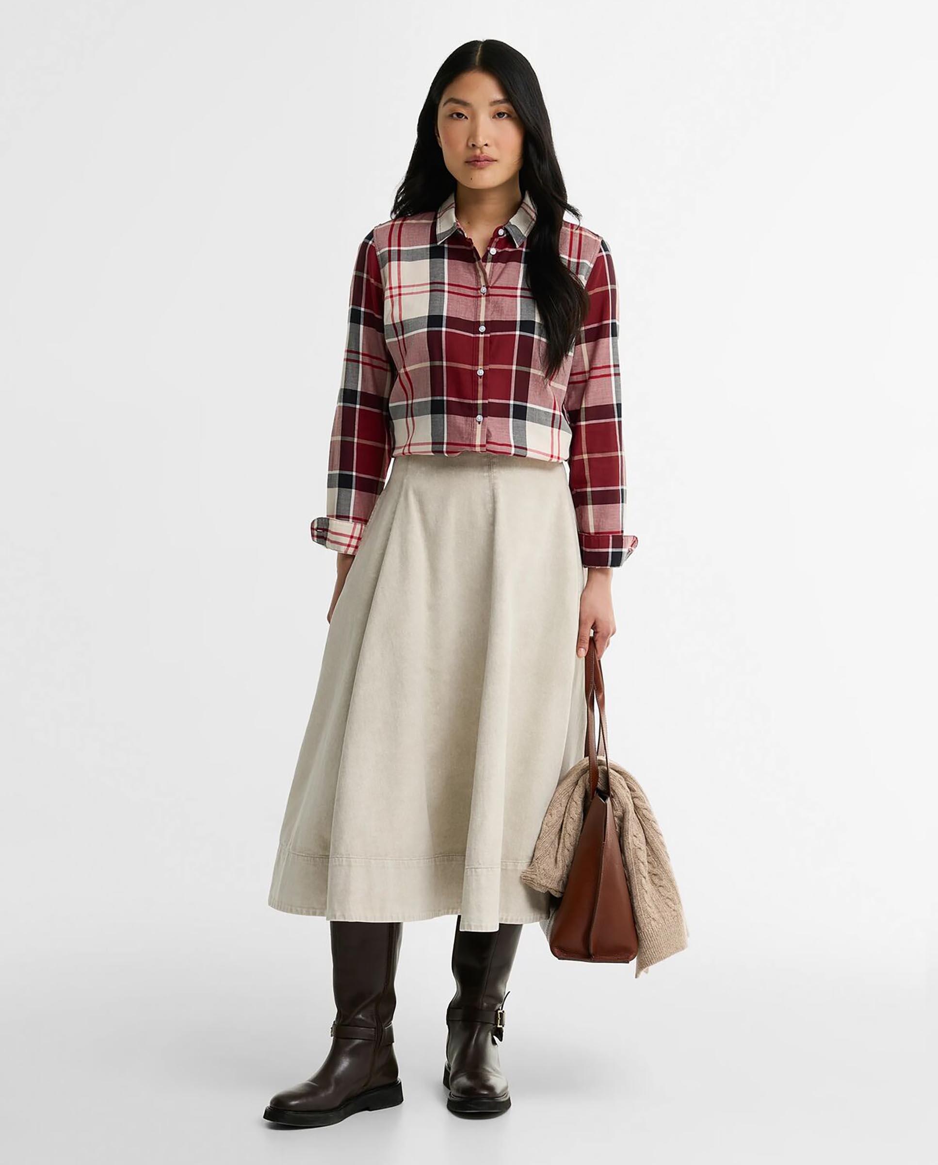 Imagen 2 de Camisa de mujer de manga larga bredon check de algodón - Barbour - Rojo Rojo