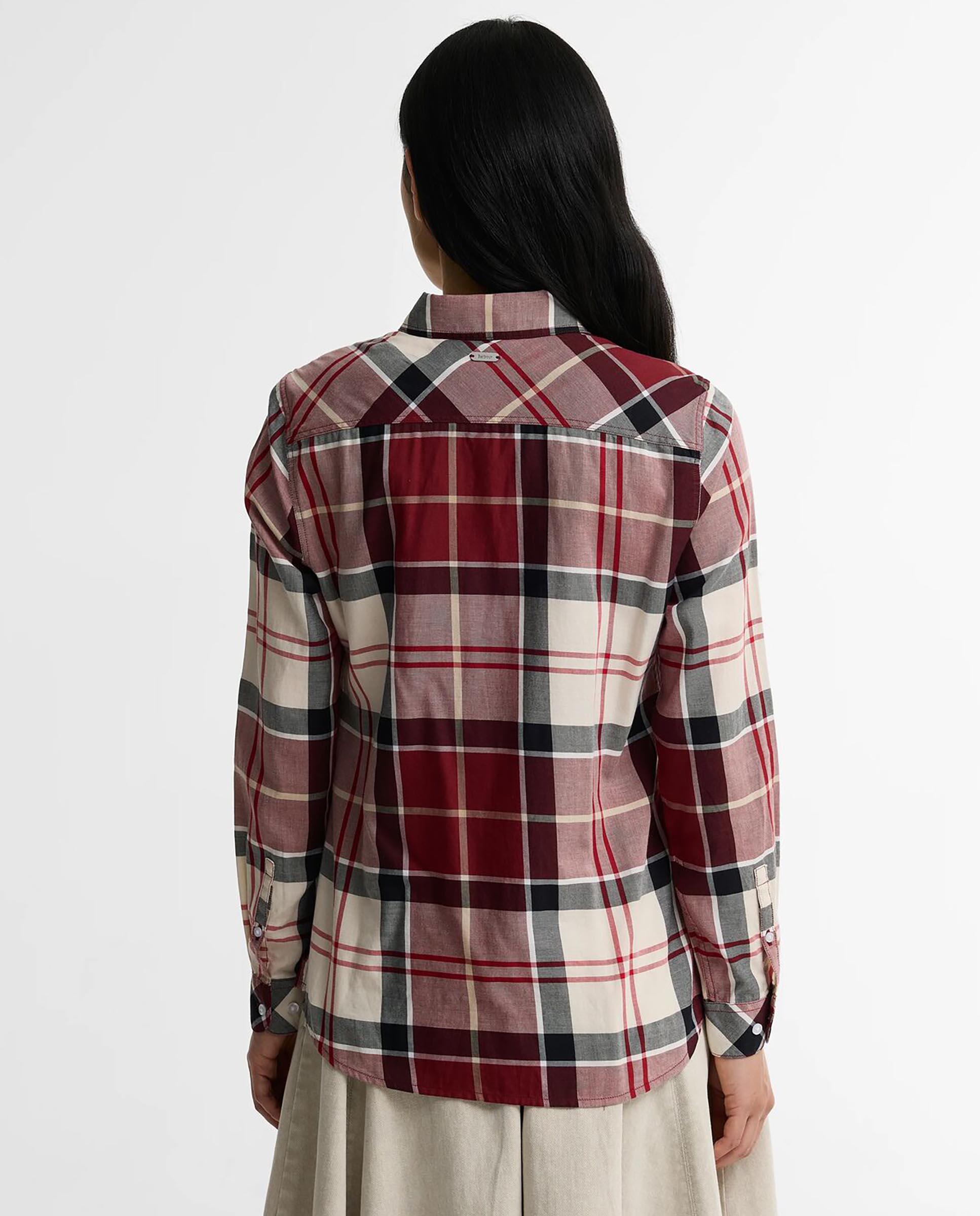 Imagen 3 de Camisa de mujer de manga larga bredon check de algodón - Barbour - Rojo Rojo