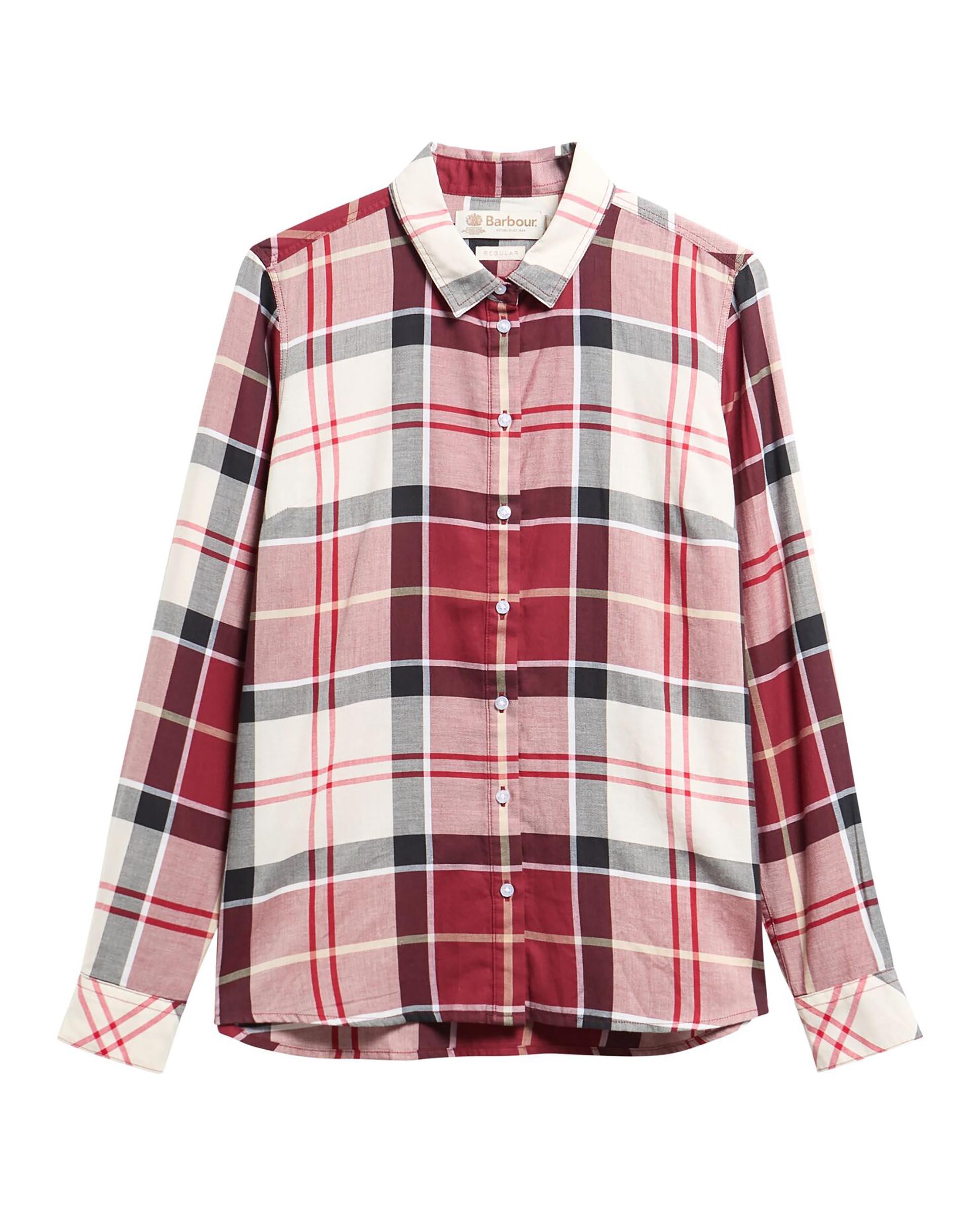 Imagen 5 de Camisa de mujer de manga larga bredon check de algodón - Barbour - Rojo Rojo
