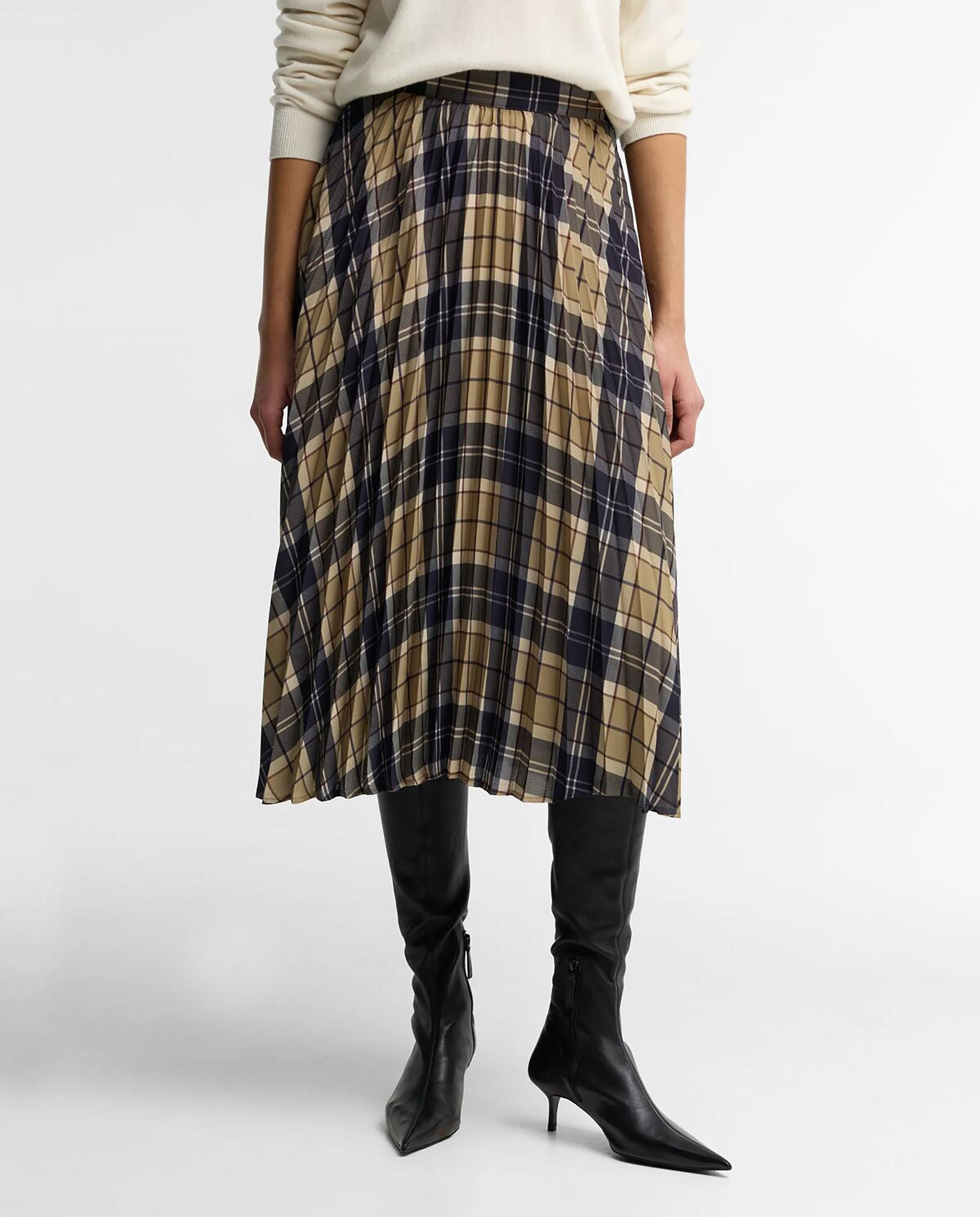 Falda midi plisada ria tartan en crepé georgette - Barbour - Multicolor Multicolor-2
