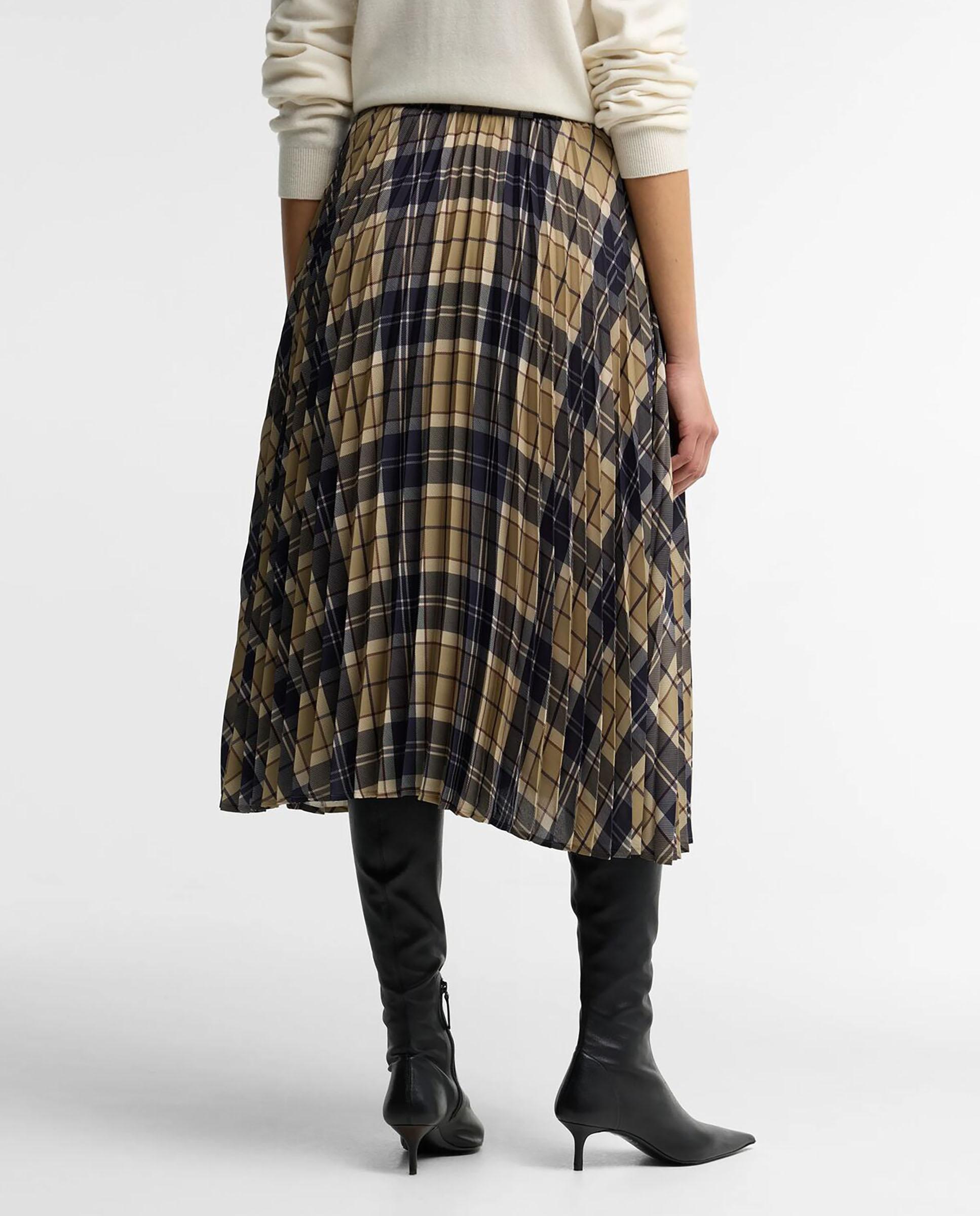 Falda midi plisada ria tartan en crepé georgette - Barbour - Multicolor Multicolor-3
