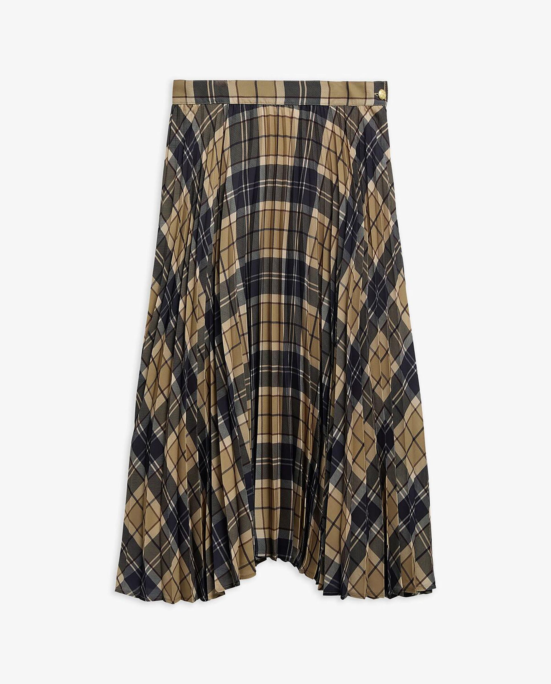 Falda midi plisada ria tartan en crepé georgette - Barbour - Multicolor Multicolor-5