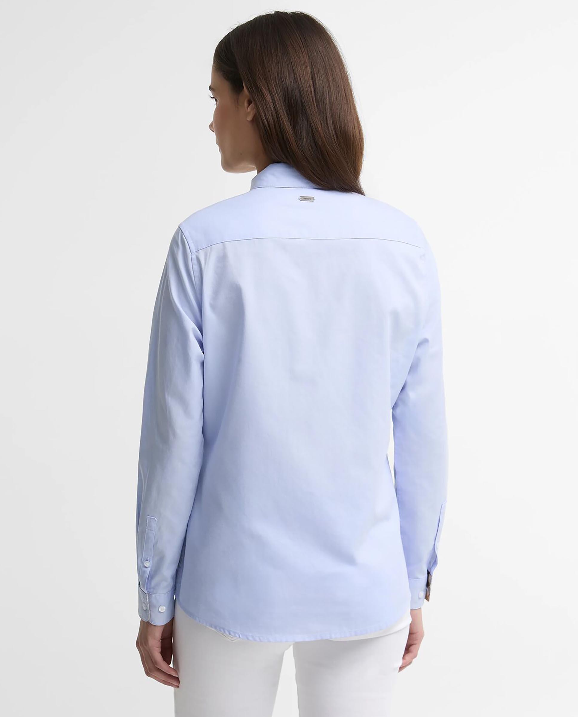 Camisa de mujer de manga larga con pinzas derwent 100% algodón - Barbour - Azul claro Azul claro-3