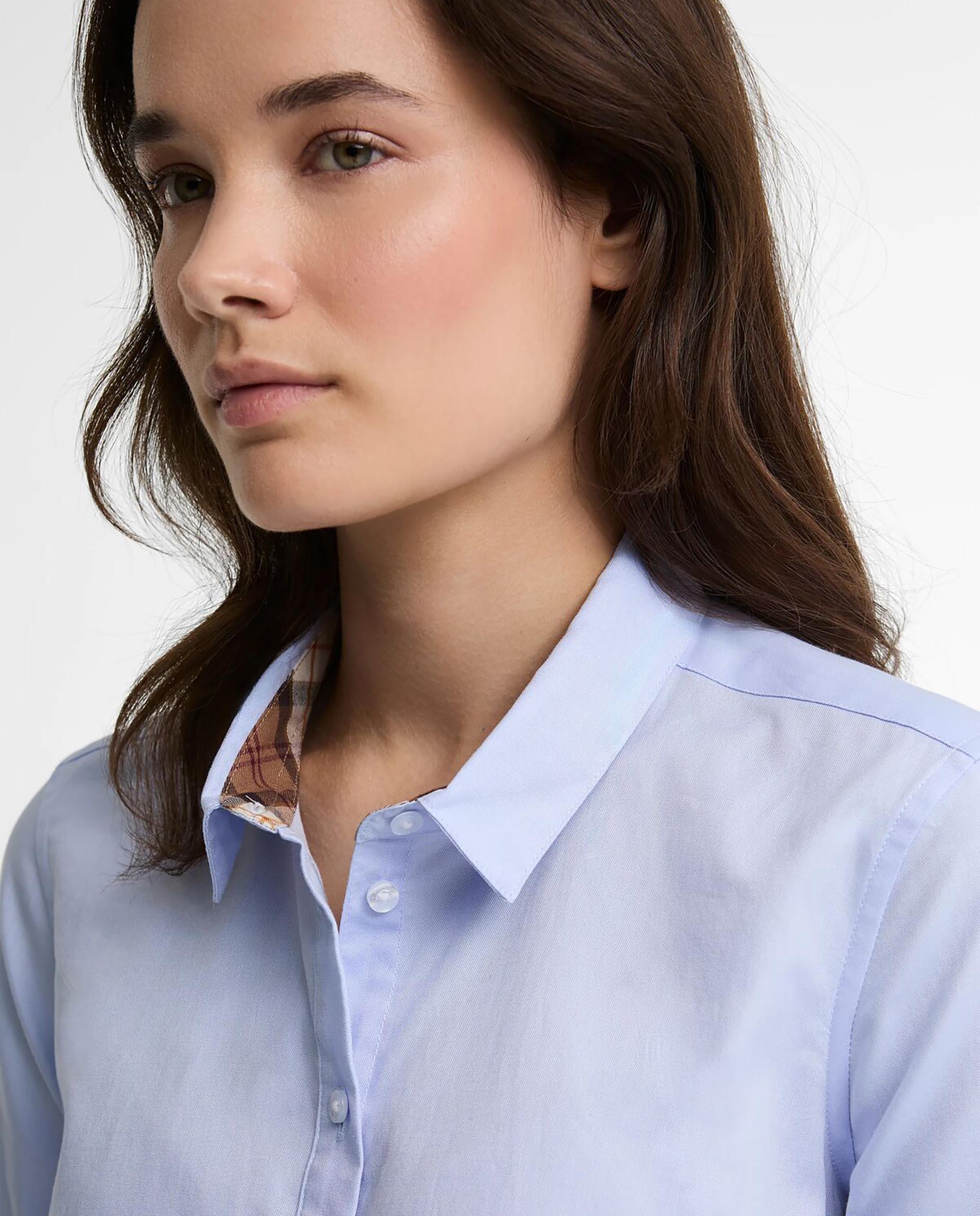 Camisa de mujer de manga larga con pinzas derwent 100% algodón - Barbour - Azul claro Azul claro-4