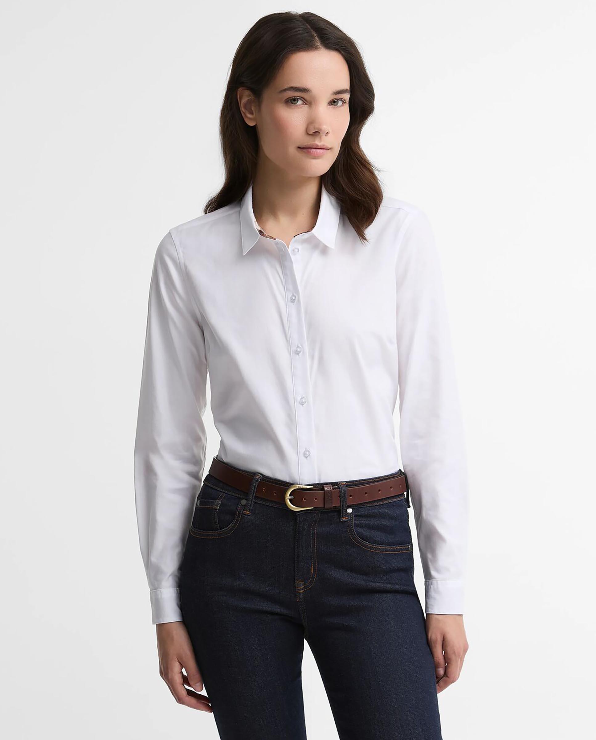 Imagen 0 de Camisa de mujer de manga larga con pinzas derwent 100% algodón Blanco