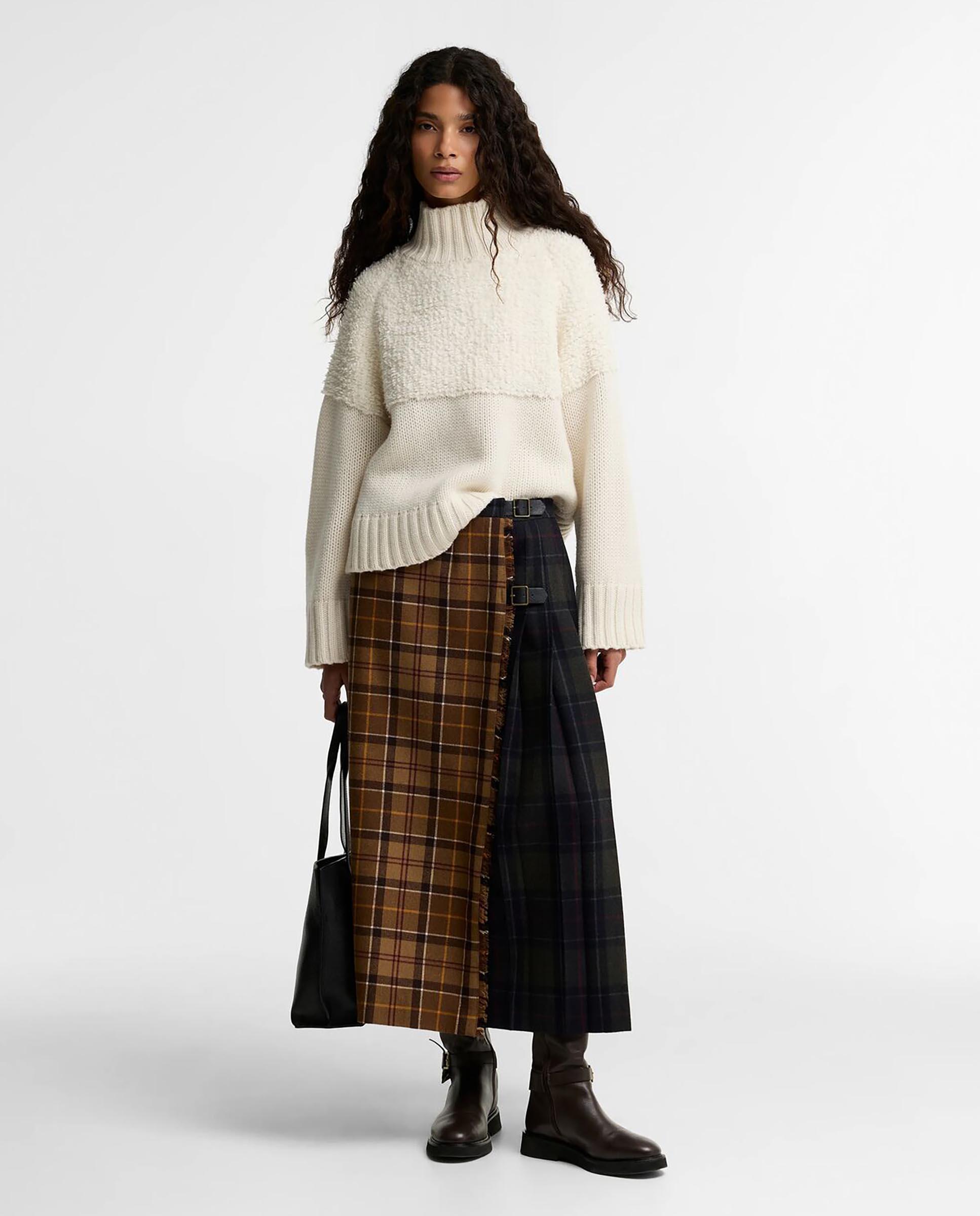Imagen 1 de Falda midi hazelwood tartan con hebillas en mezcla de lana Multicolor