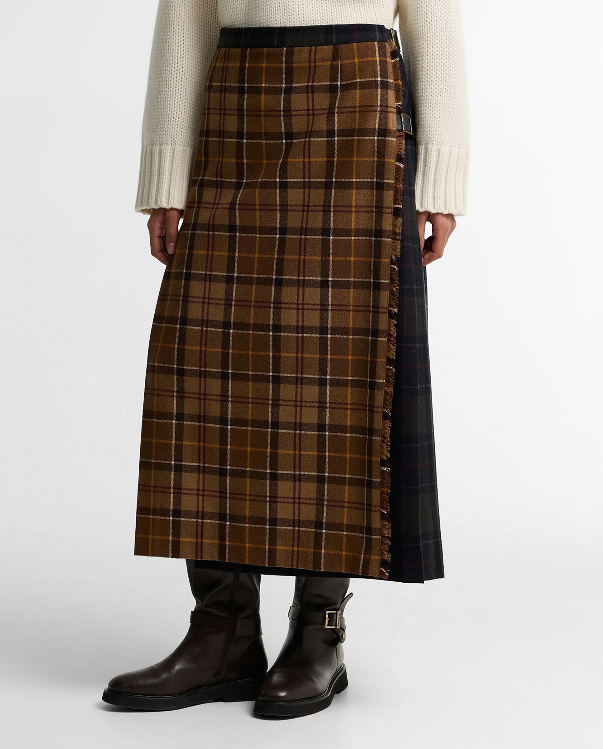 Imagen 2 de Falda midi hazelwood tartan con hebillas en mezcla de lana - Barbour - Multicolor Multicolor
