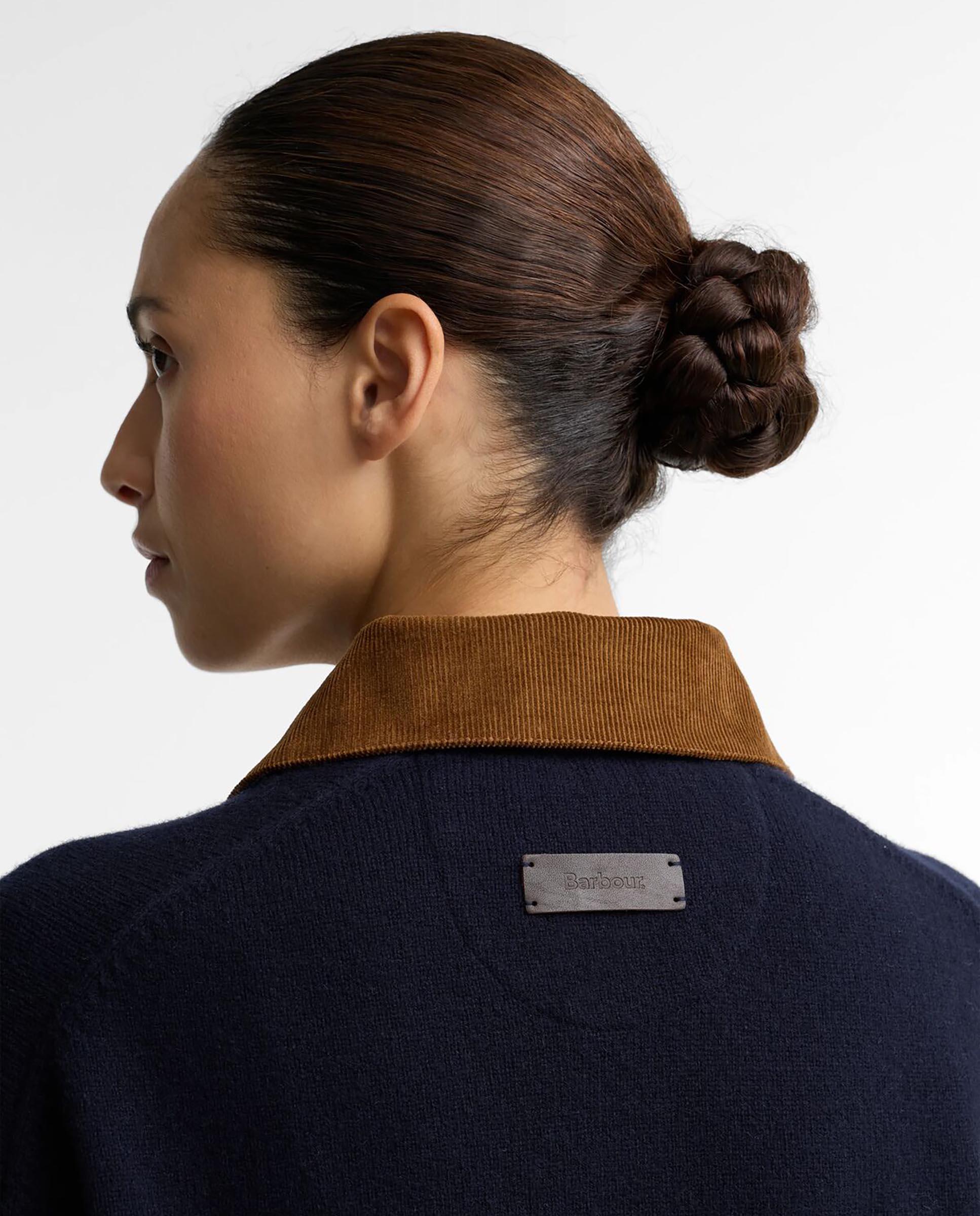 Jersey de mujer tipo polo ravenshill con cuello en contraste 100% lana - Barbour - Azul marino Azul marino-5
